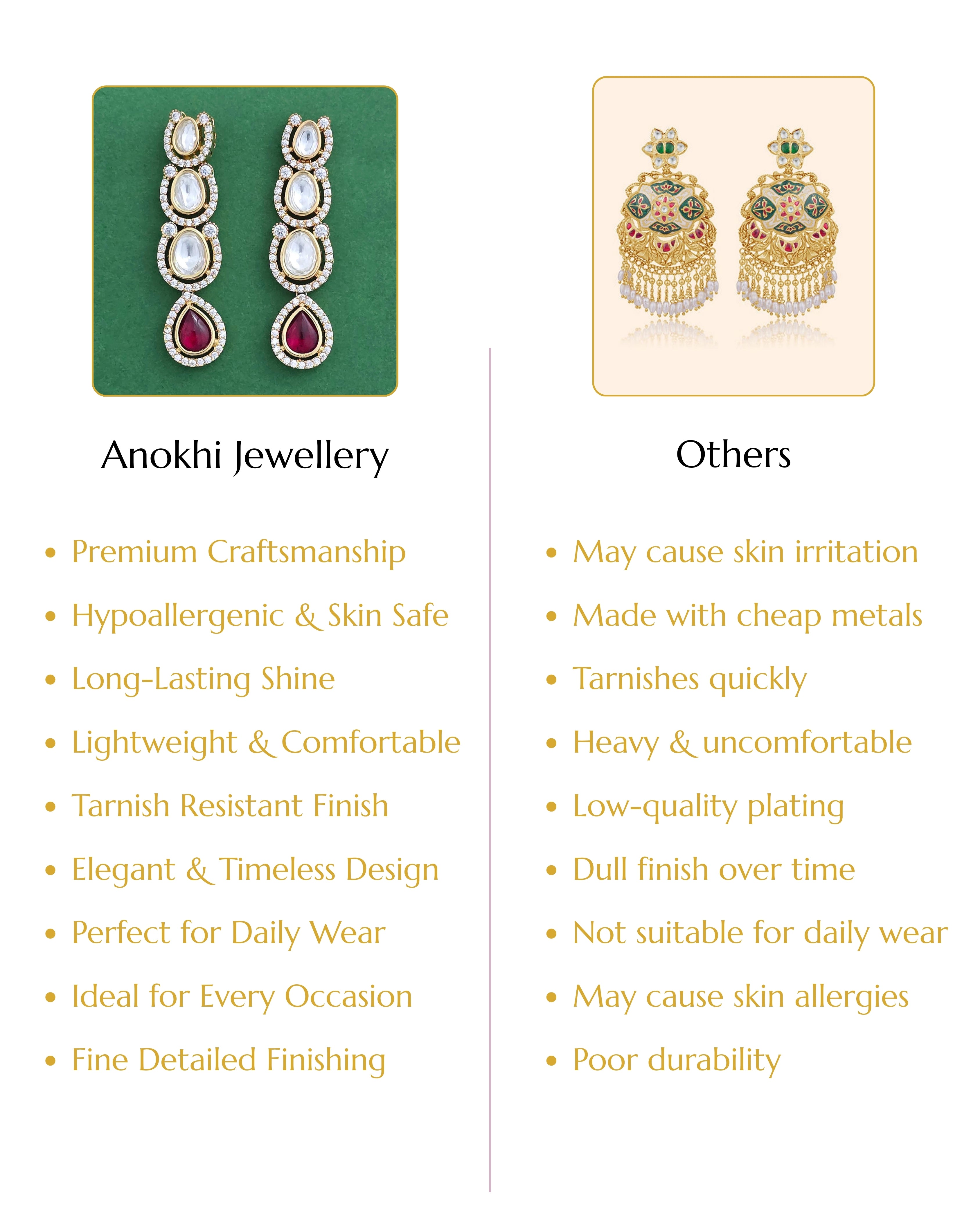 Anokhi Long Caterpillar Kundan Earrings