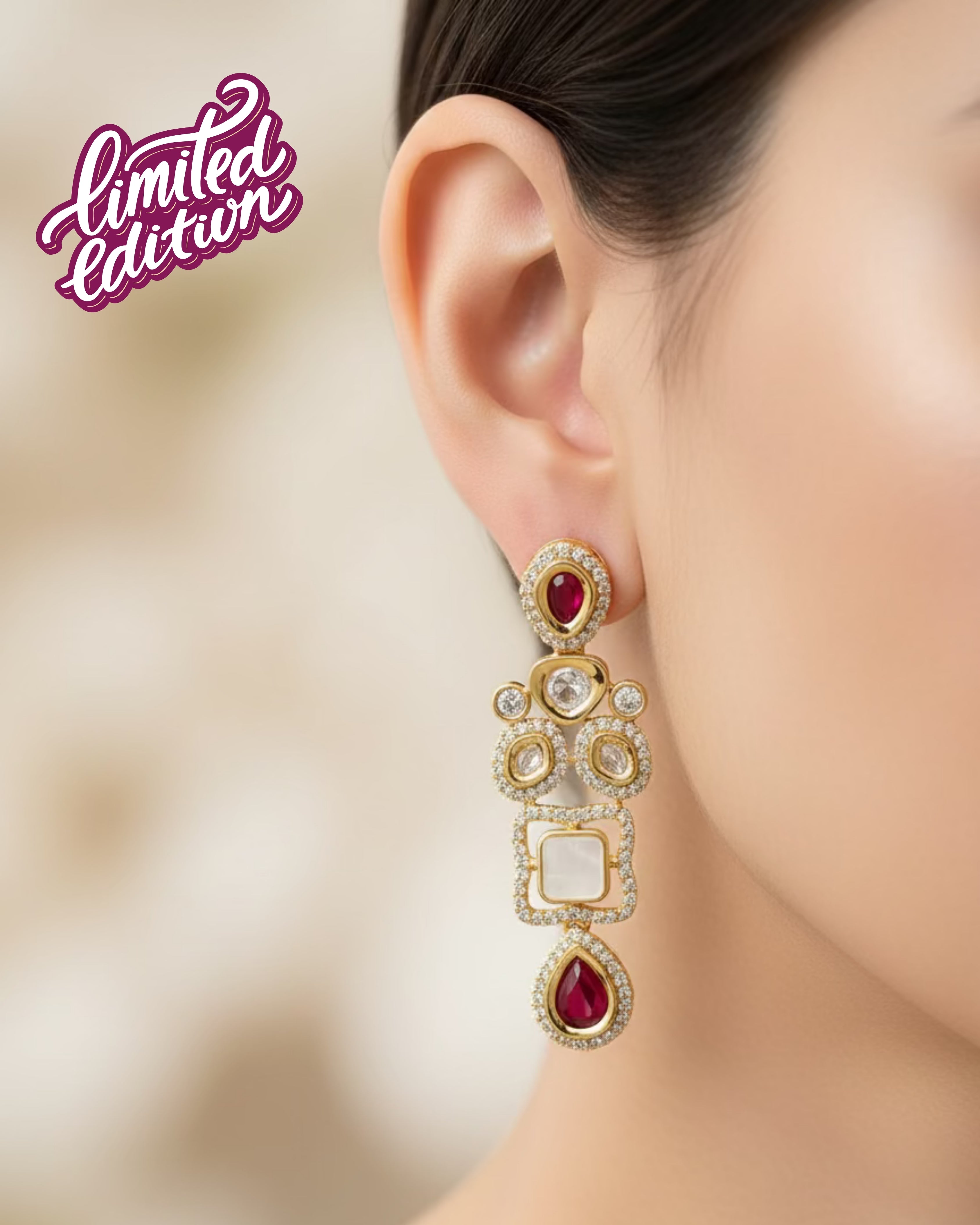 Anokhi Mother of Pearl Kundan Earrings