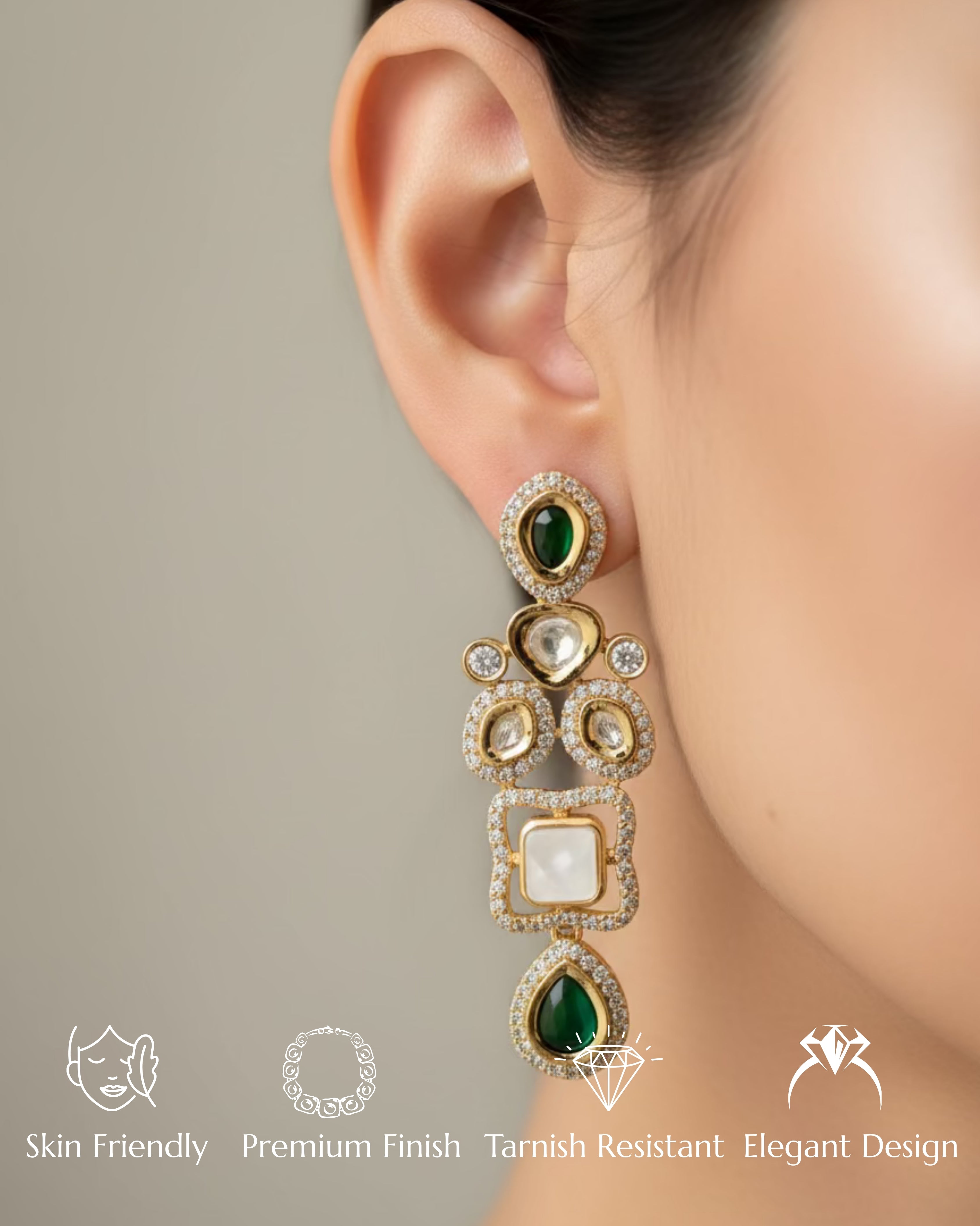 Anokhi Mother of Pearl Kundan Earrings
