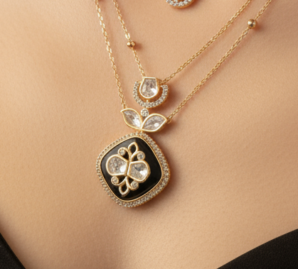 Anokhi layered Pendant Set with earrings - AJP2