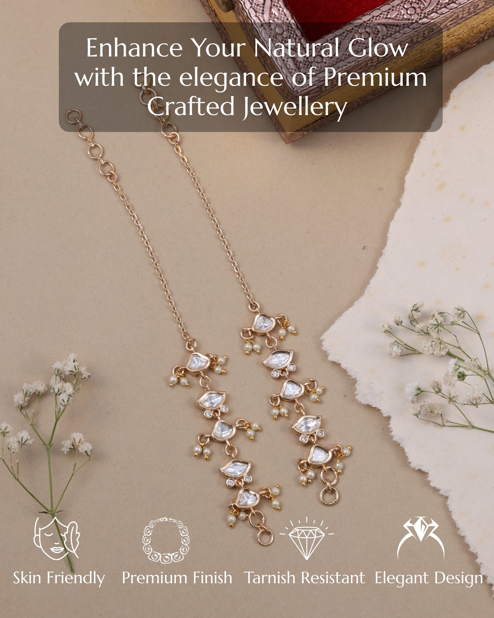 Anokhi Pearl Drop kanauti Ear Chains