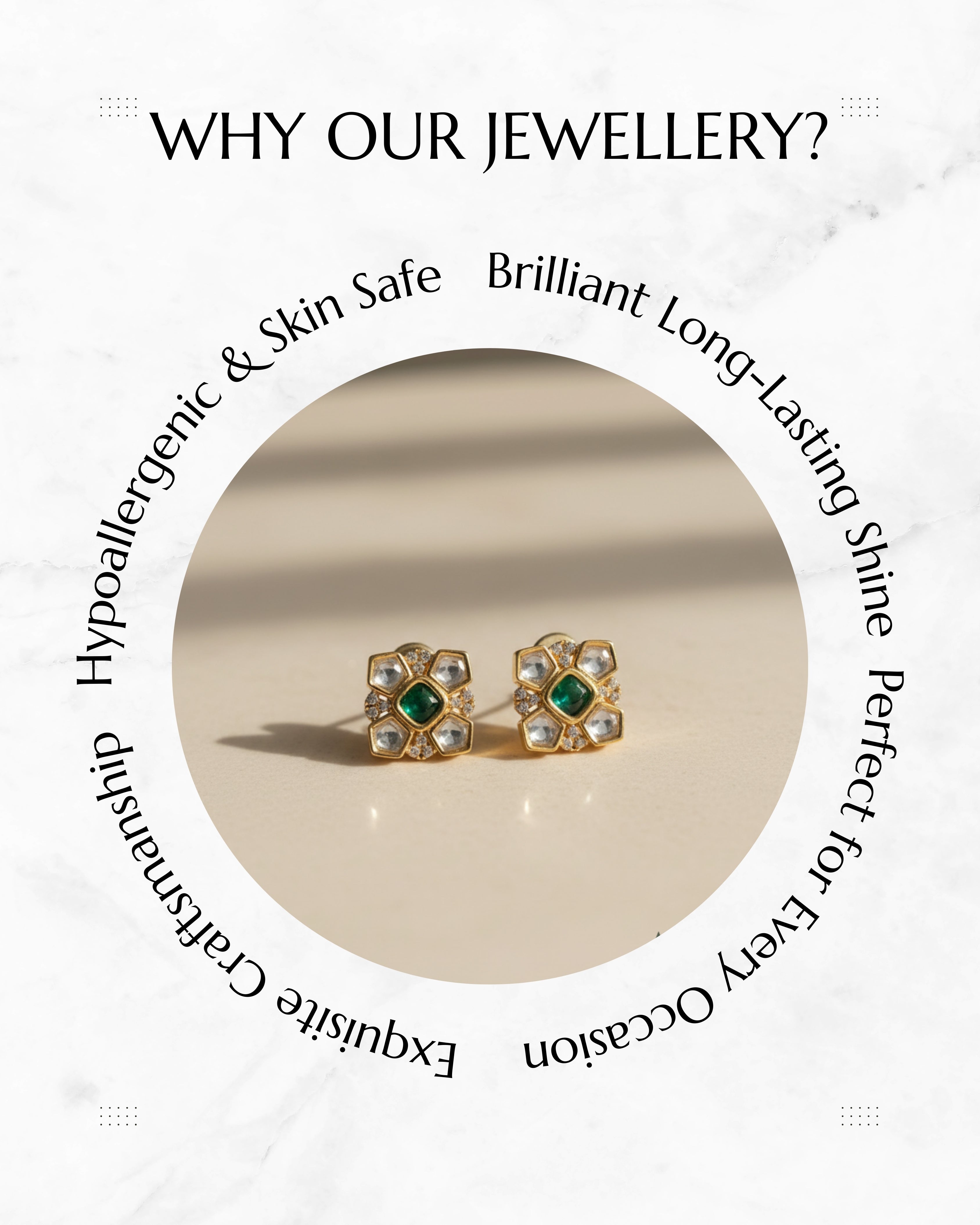 Anokhi Emerald Kundan studs
