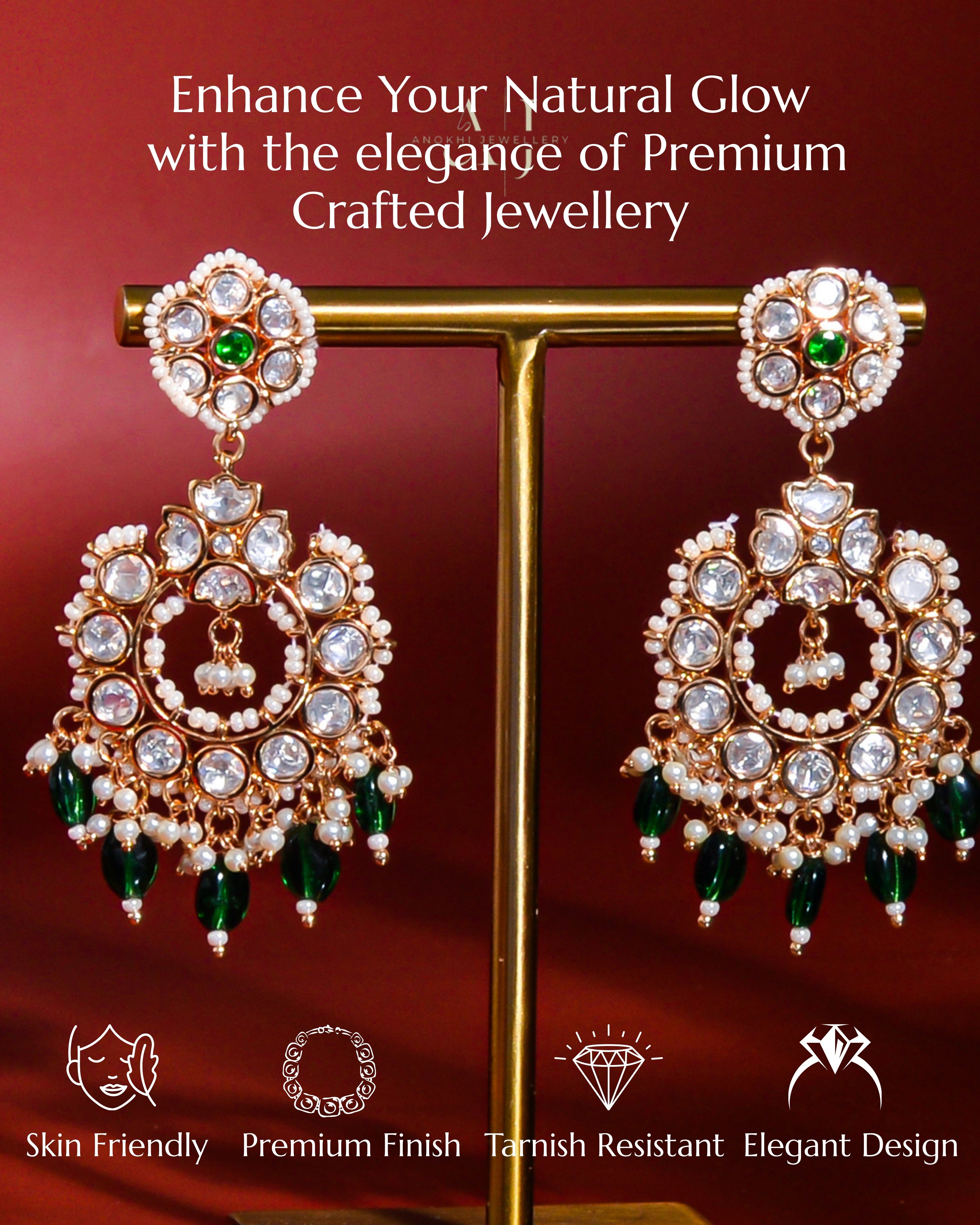 Anokhi Gulab Kundan Long earrings