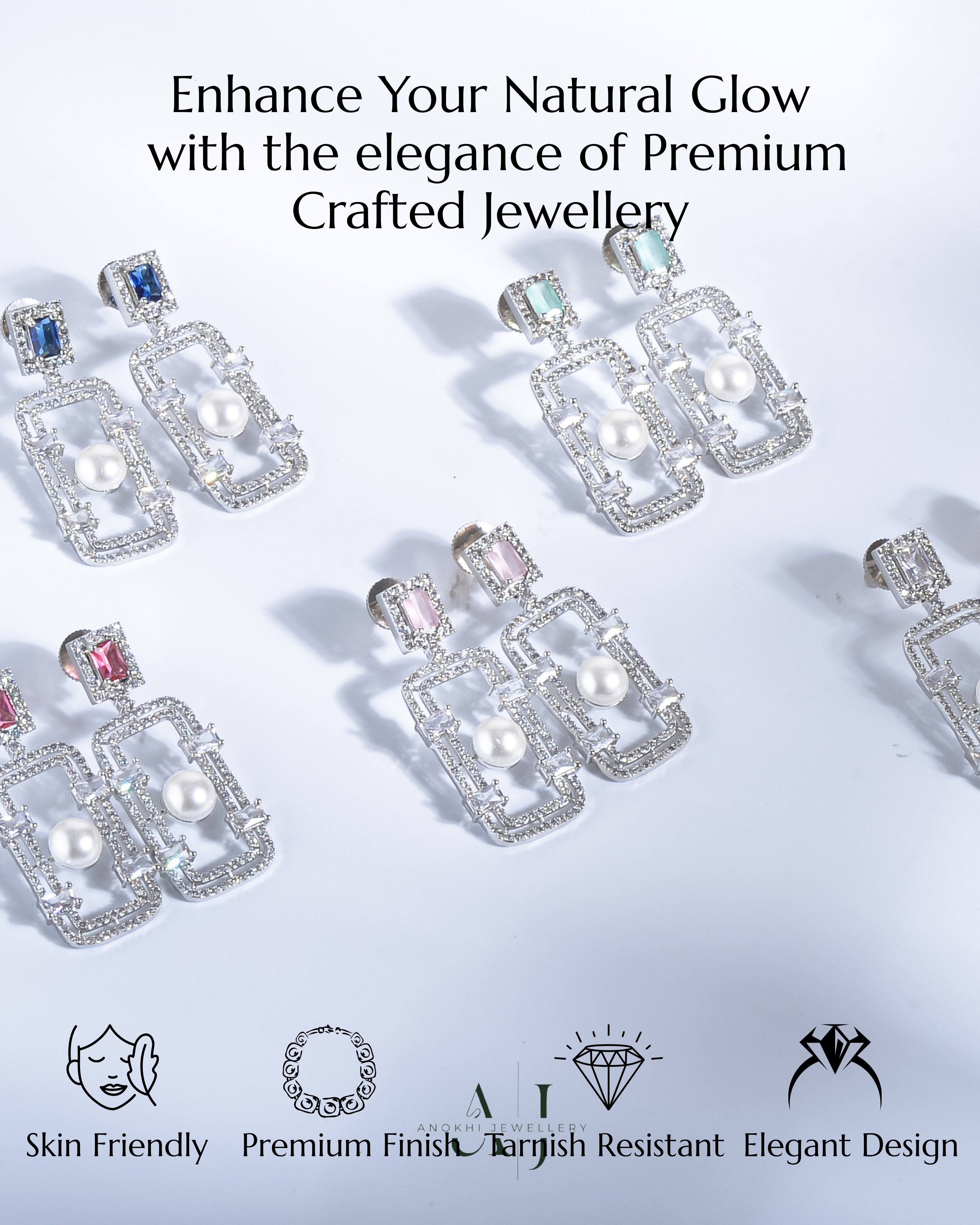 Anokhi Classic Pearl American Diamond Earrings