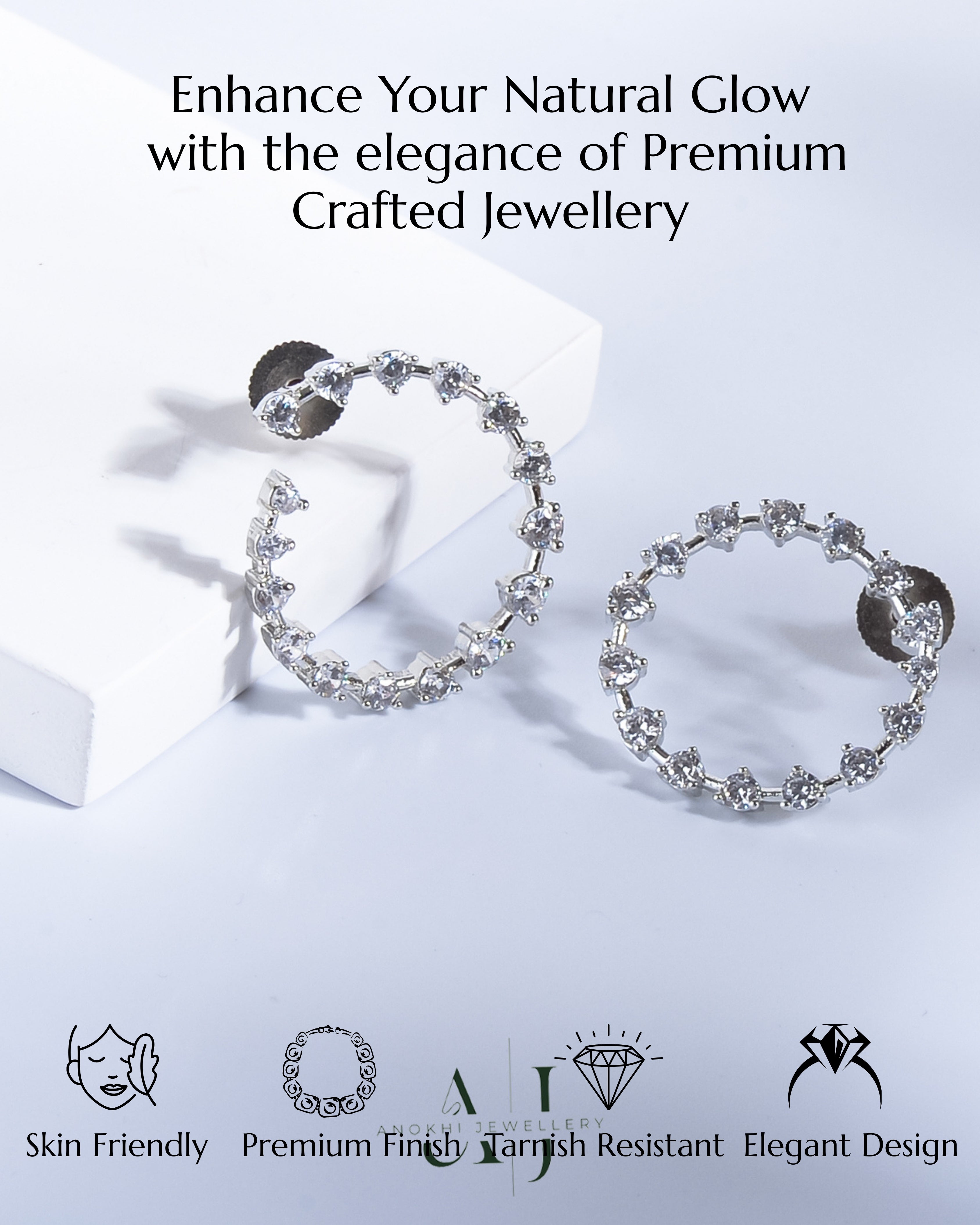 Anokhi Round Elegance American Diamond Earrings