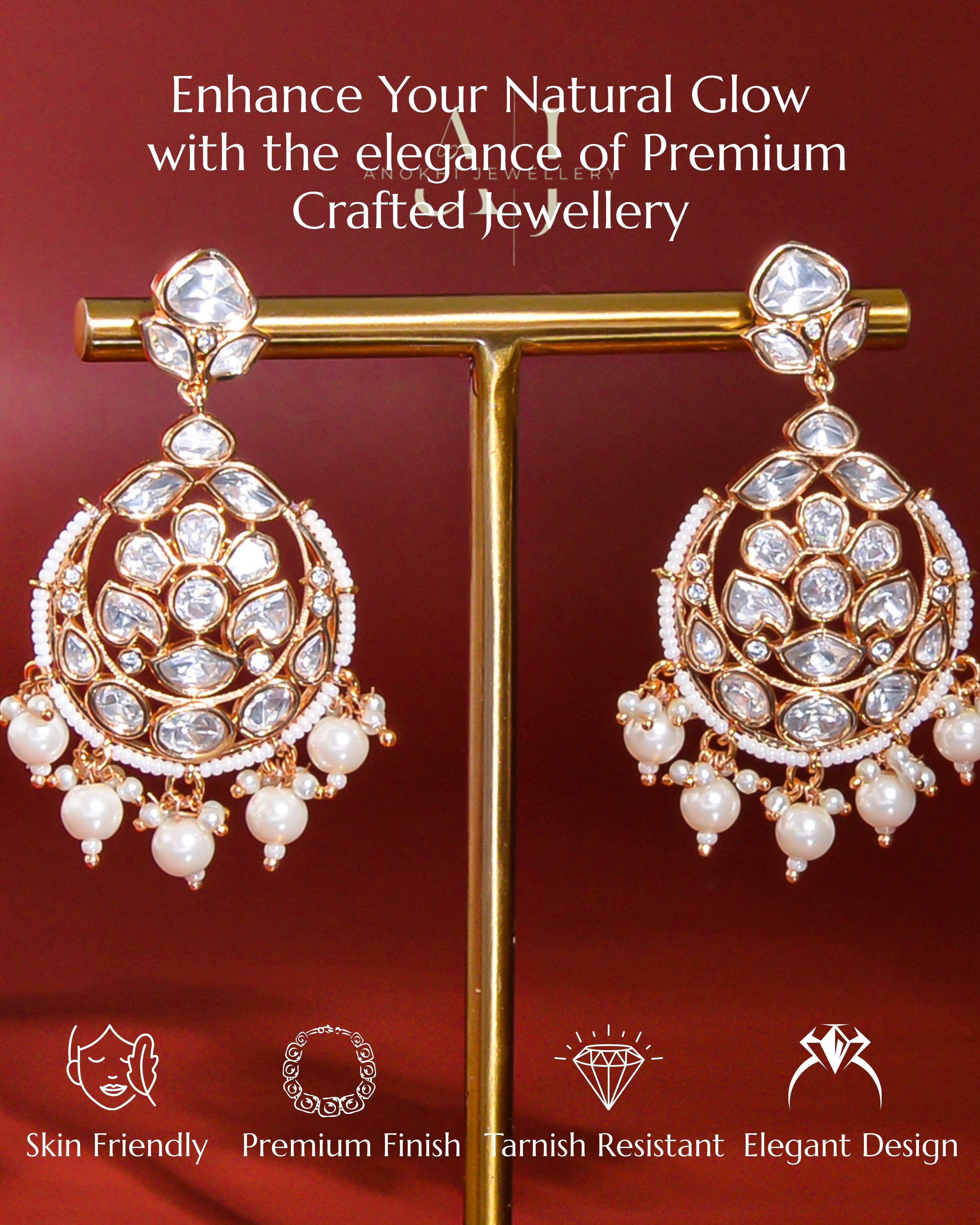 Anokhi Chandbali long Kundan earring