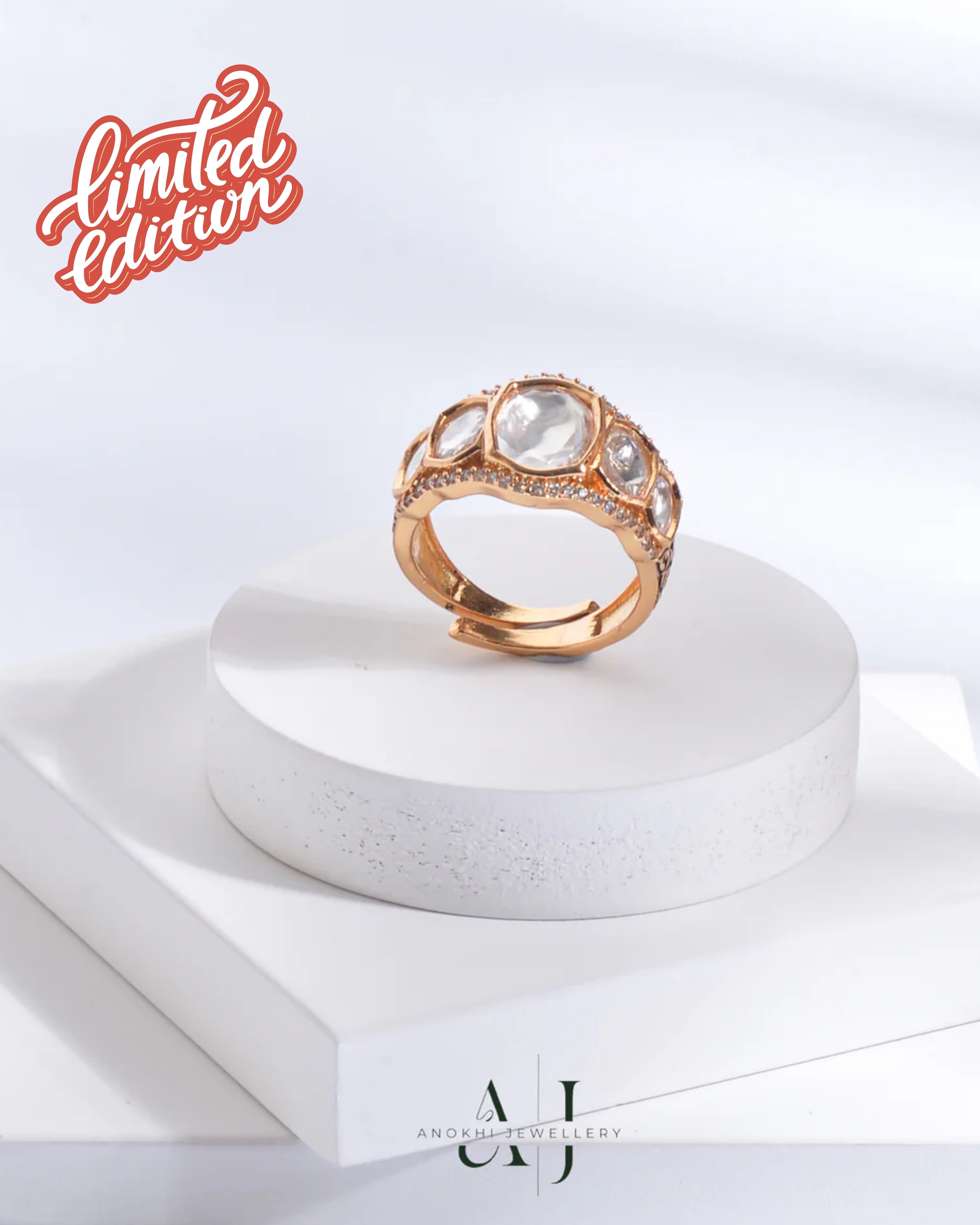 Anokhi Tripe Kundan Ring