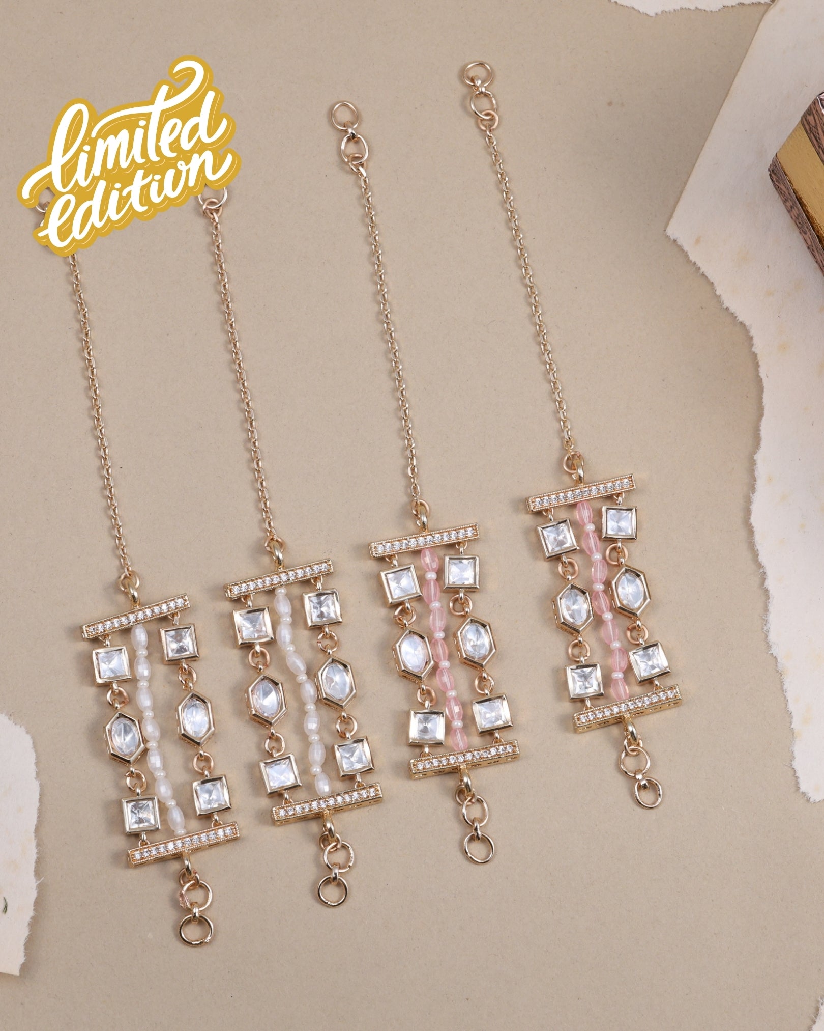 Anokhi Kundan Flow kanauti beads EarChains