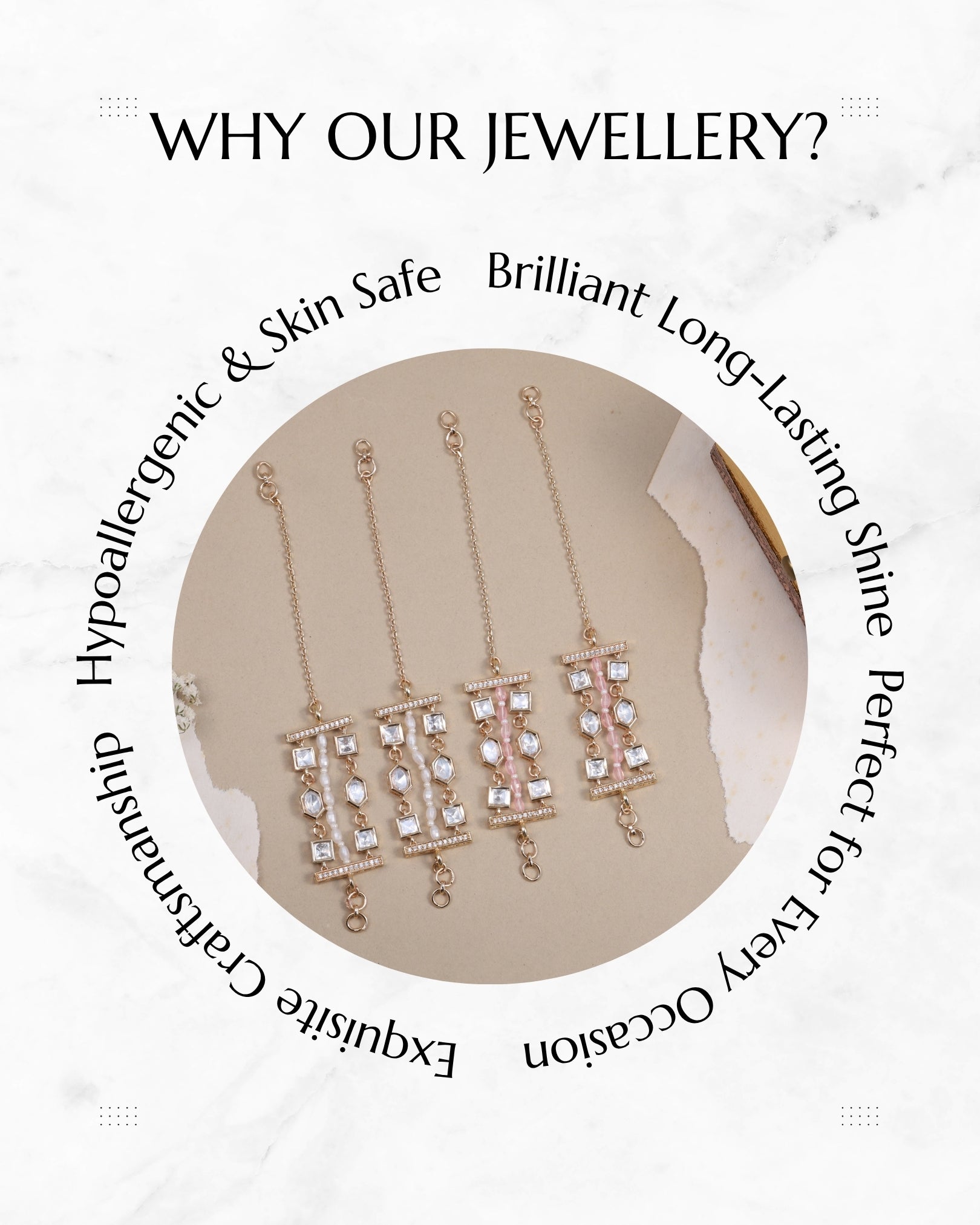 Anokhi Kundan Flow kanauti beads EarChains