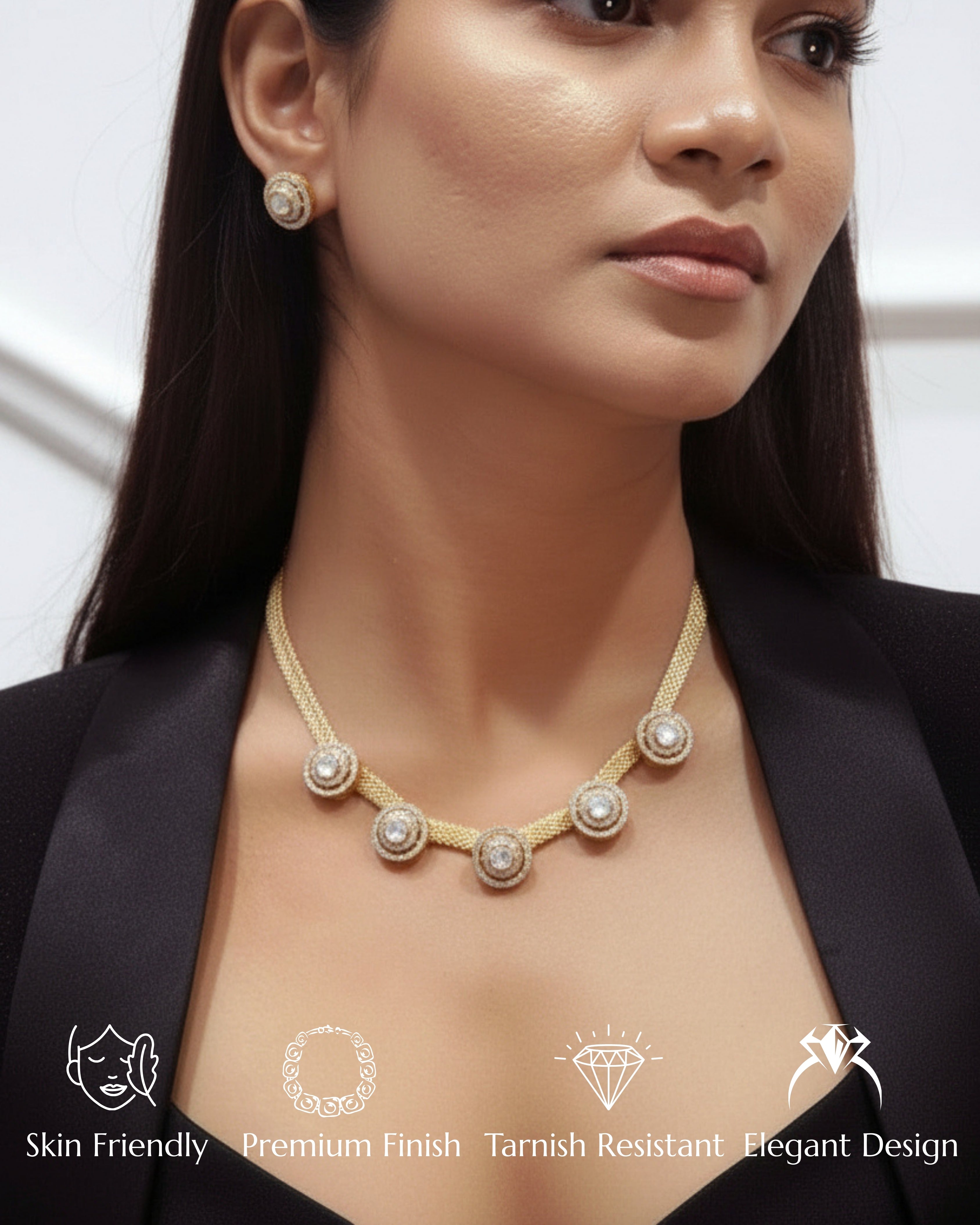 Anokhi Mesh Round Stones Kundan Necklace