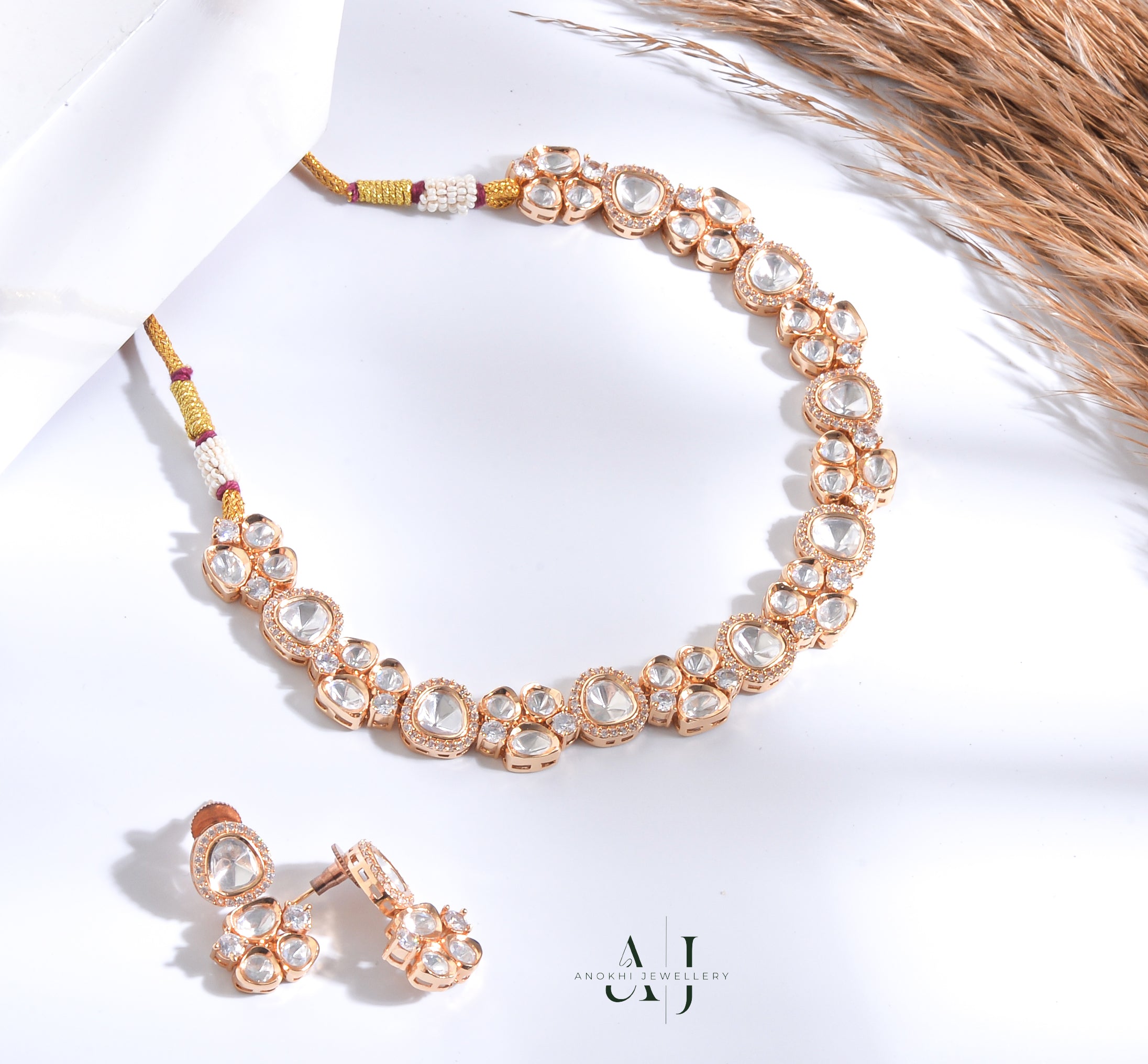 Regal Blossom: The Gulab Kundan Rose Necklace
