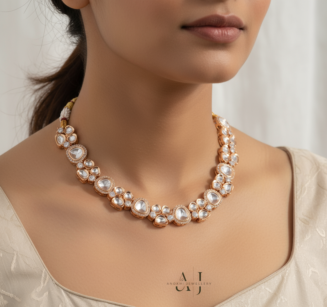 Regal Blossom: The Gulab Kundan Rose Necklace