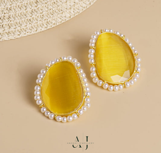 Anokhi Regal Stone yellow Earrings: