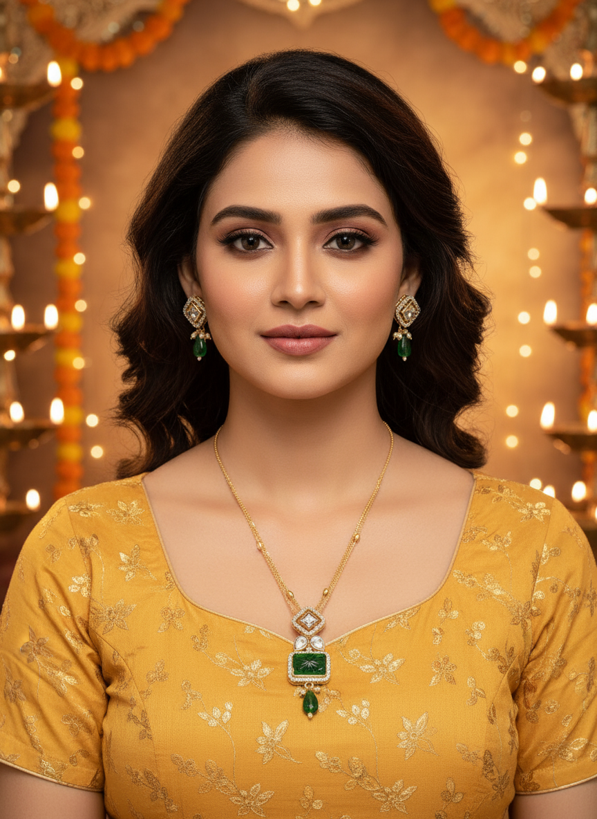 Emerald Pendant Set