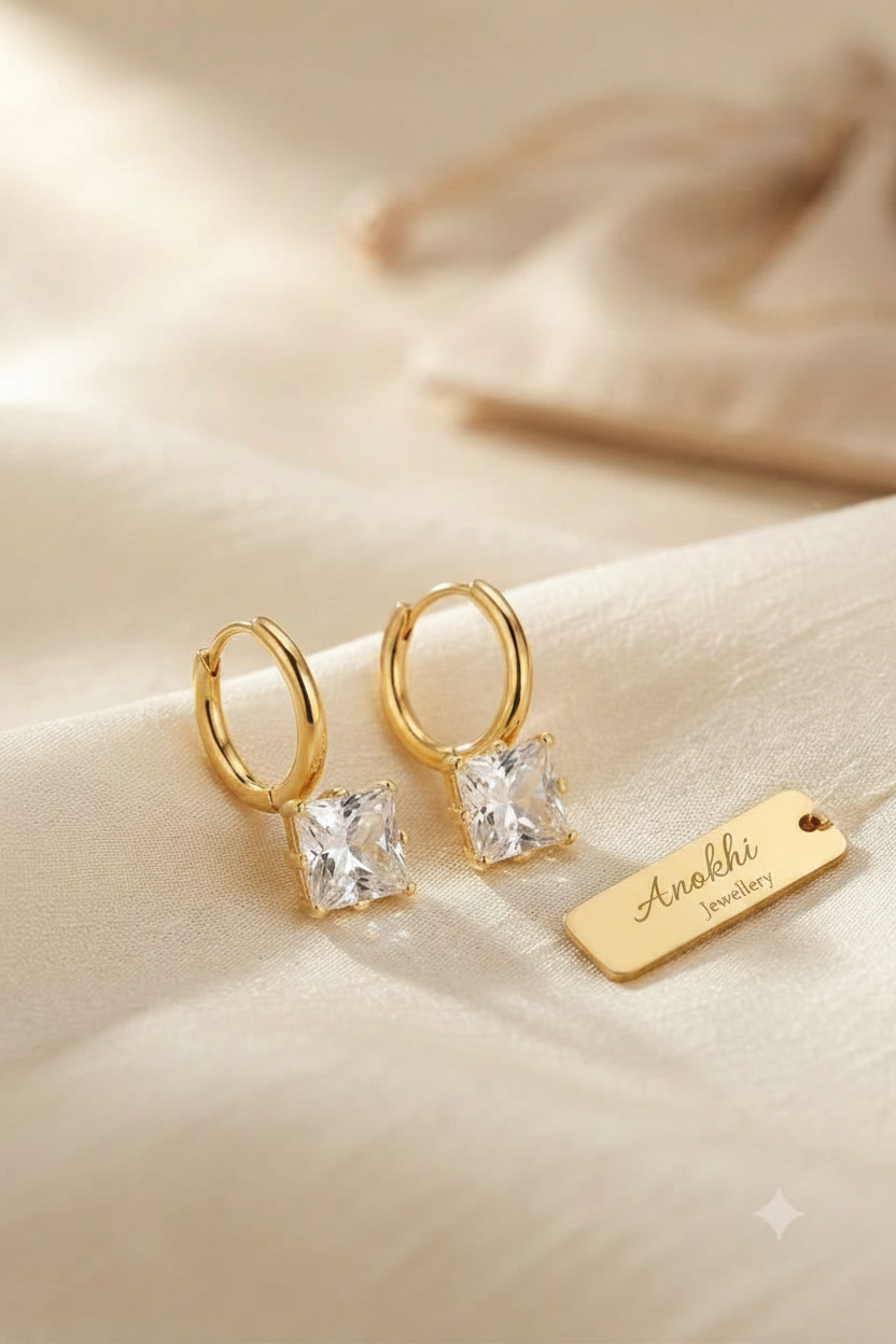 Anokhi solitaire drop hoops