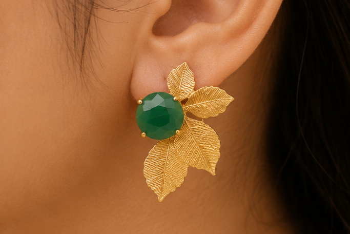 Half bloom gemstone earrings