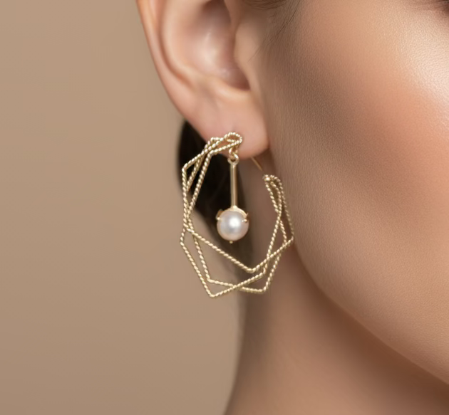 Hexagon maze earrings