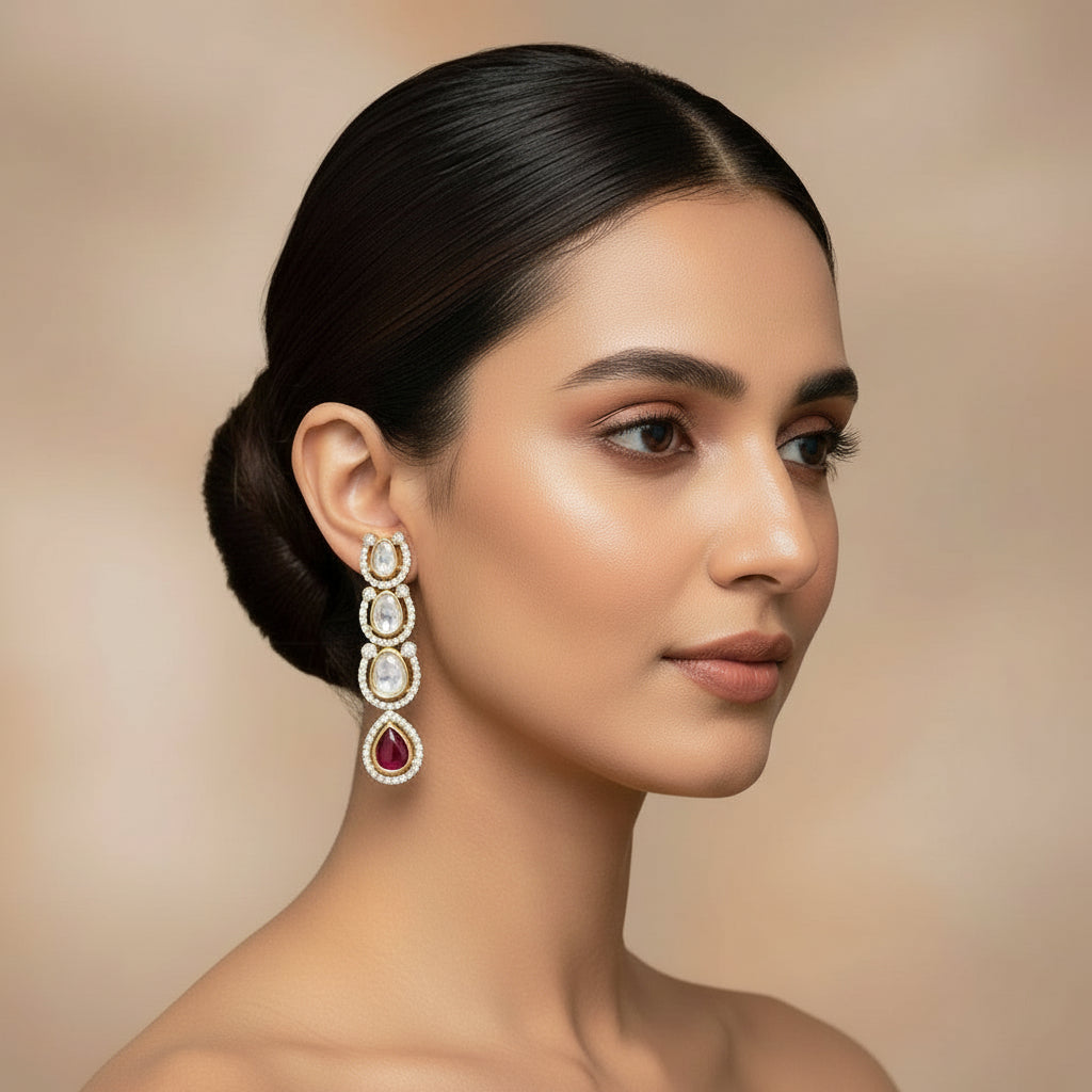 Anokhi Long Caterpillar Kundan Earrings - AJK003