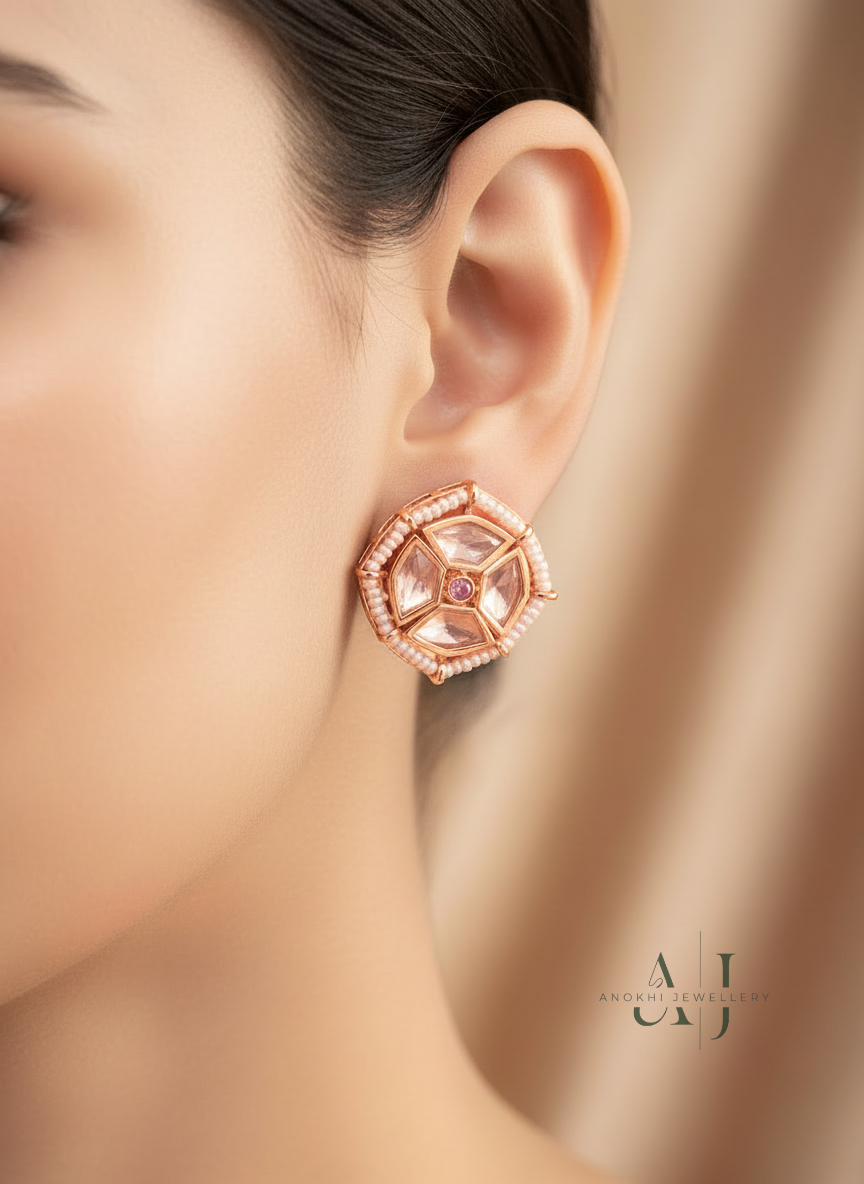 Anokhi Kundan Pearl studs