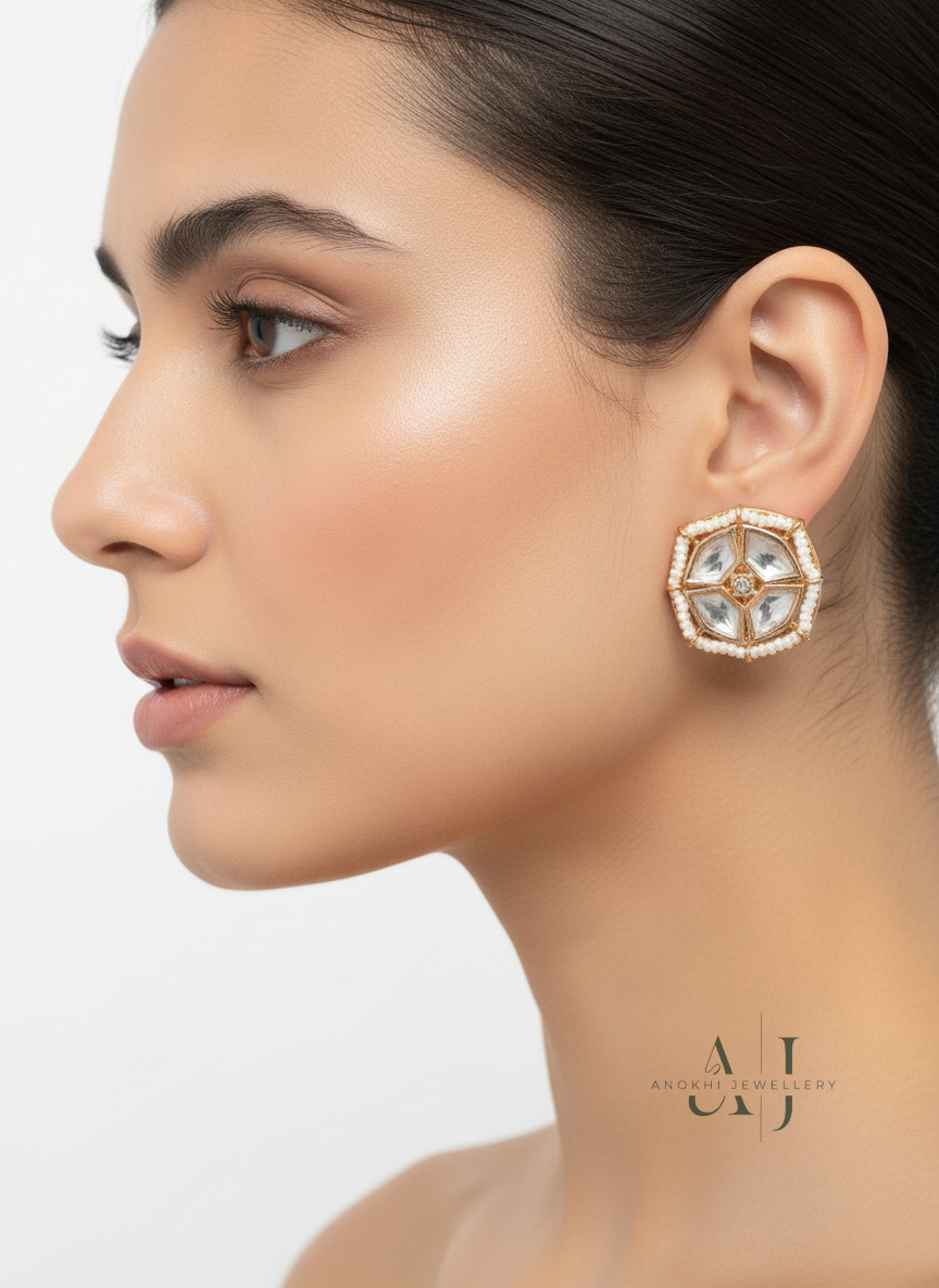 Anokhi Kundan Pearl studs