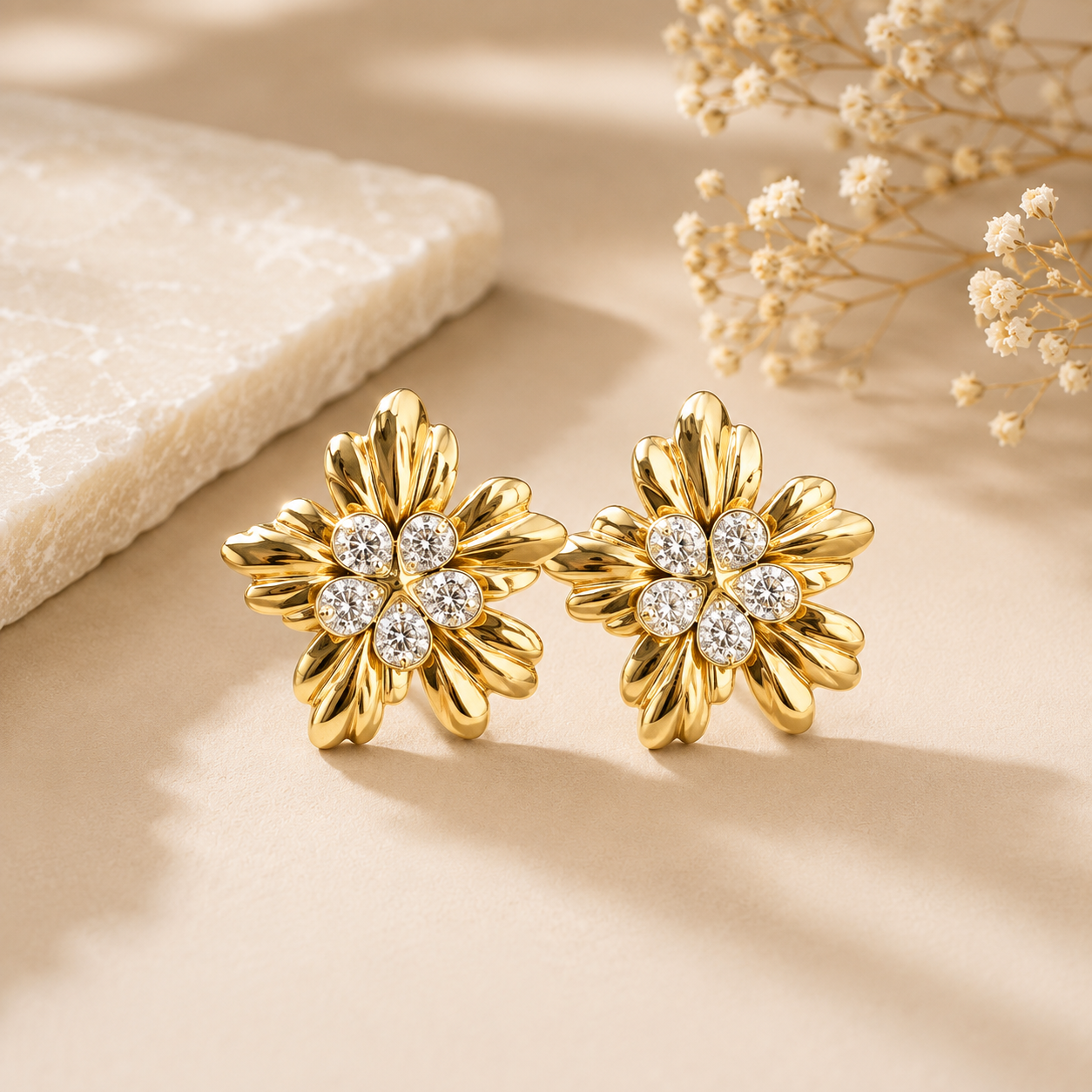 Floral stones earrings