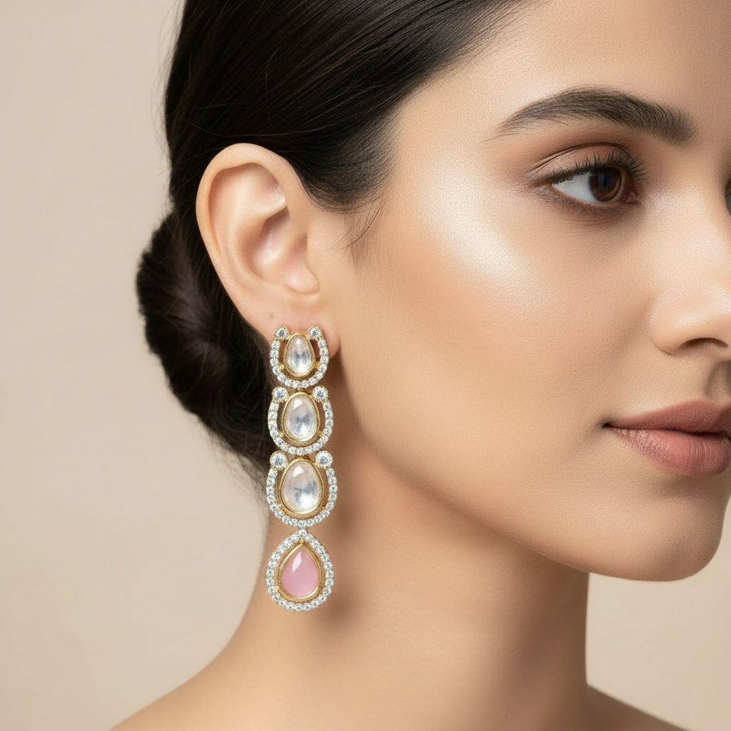 Anokhi Long Caterpillar Kundan Earrings - AJK003
