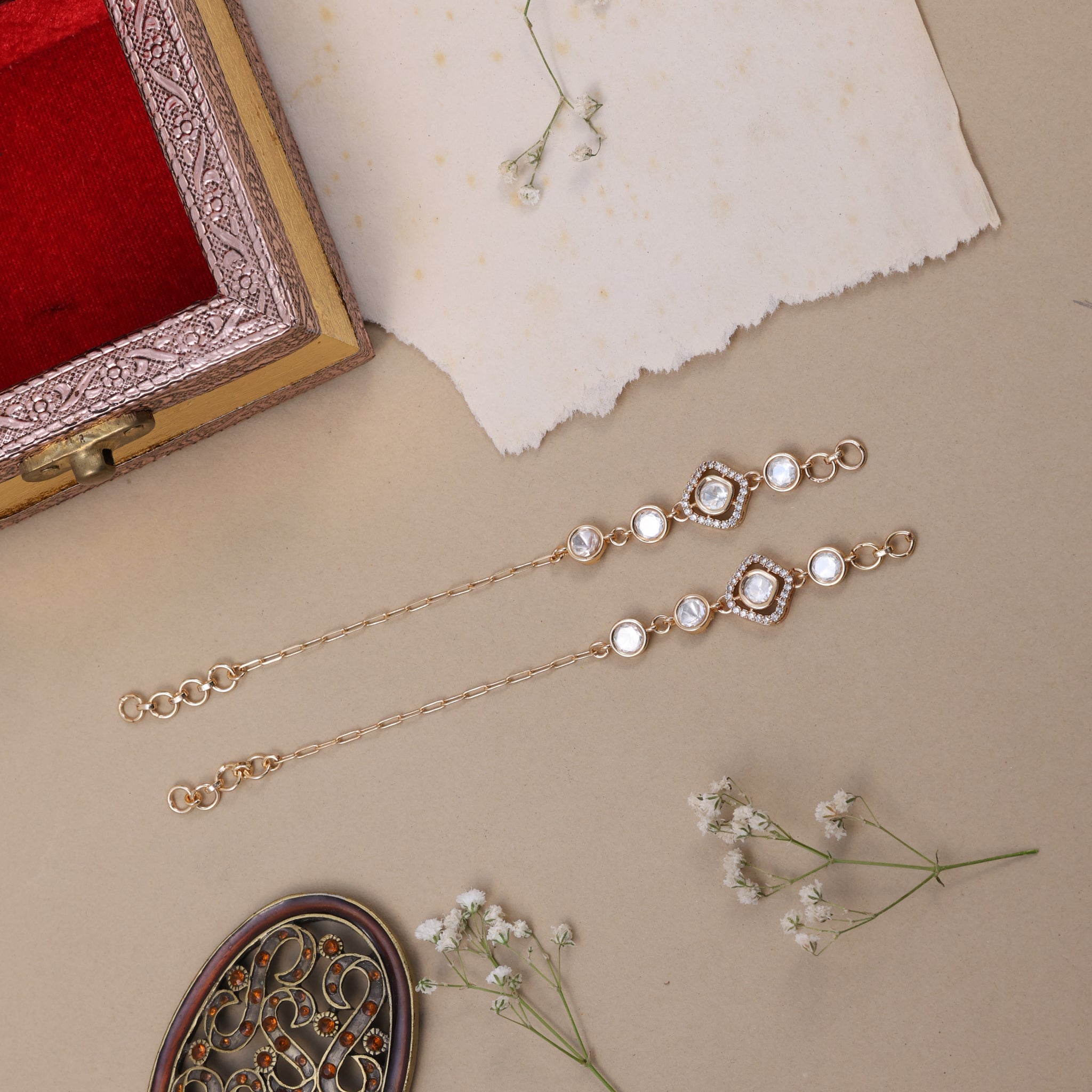 Anokhi Crystal Link Drop Earchain