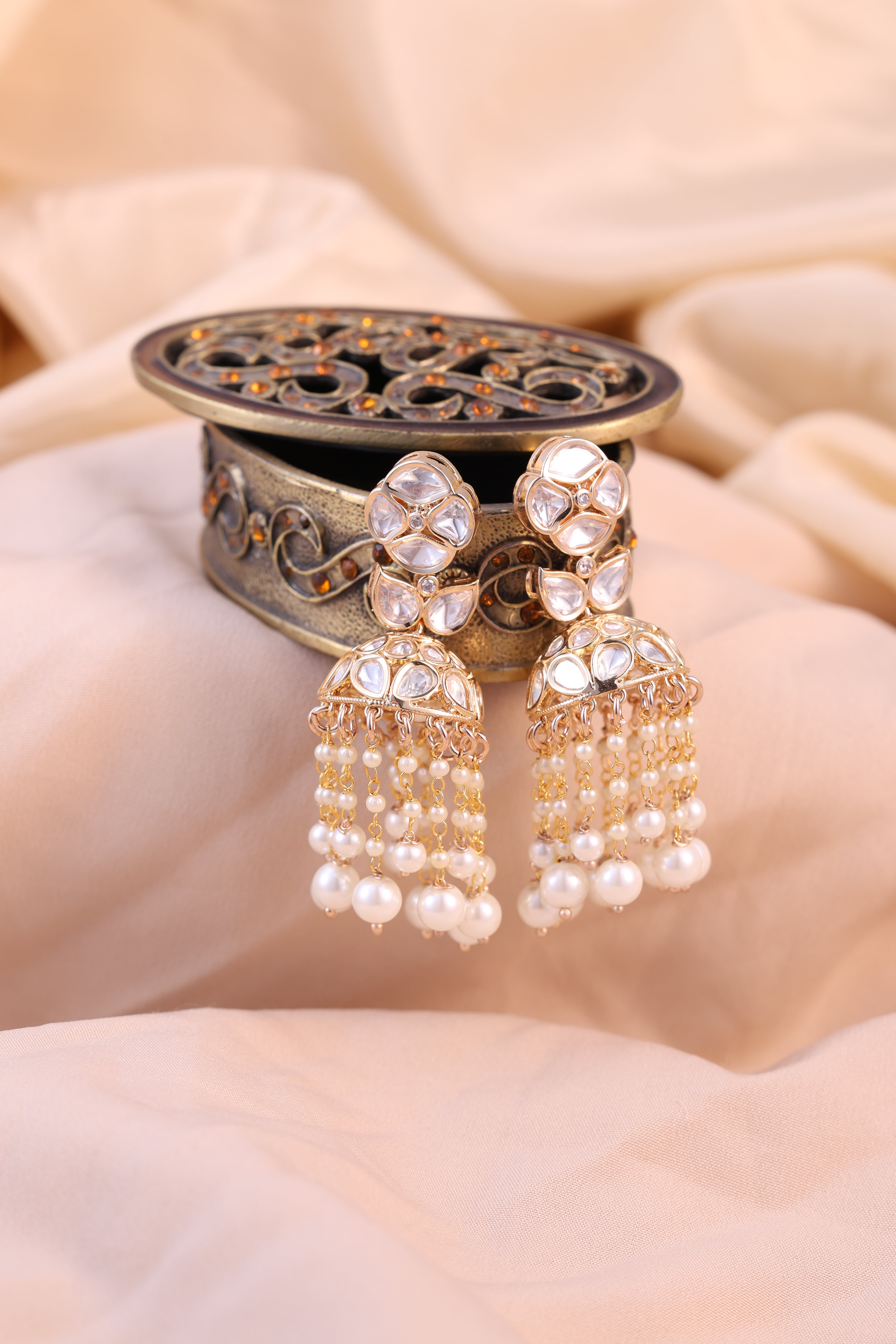 Anokhi White Pearl Jhumki Drops