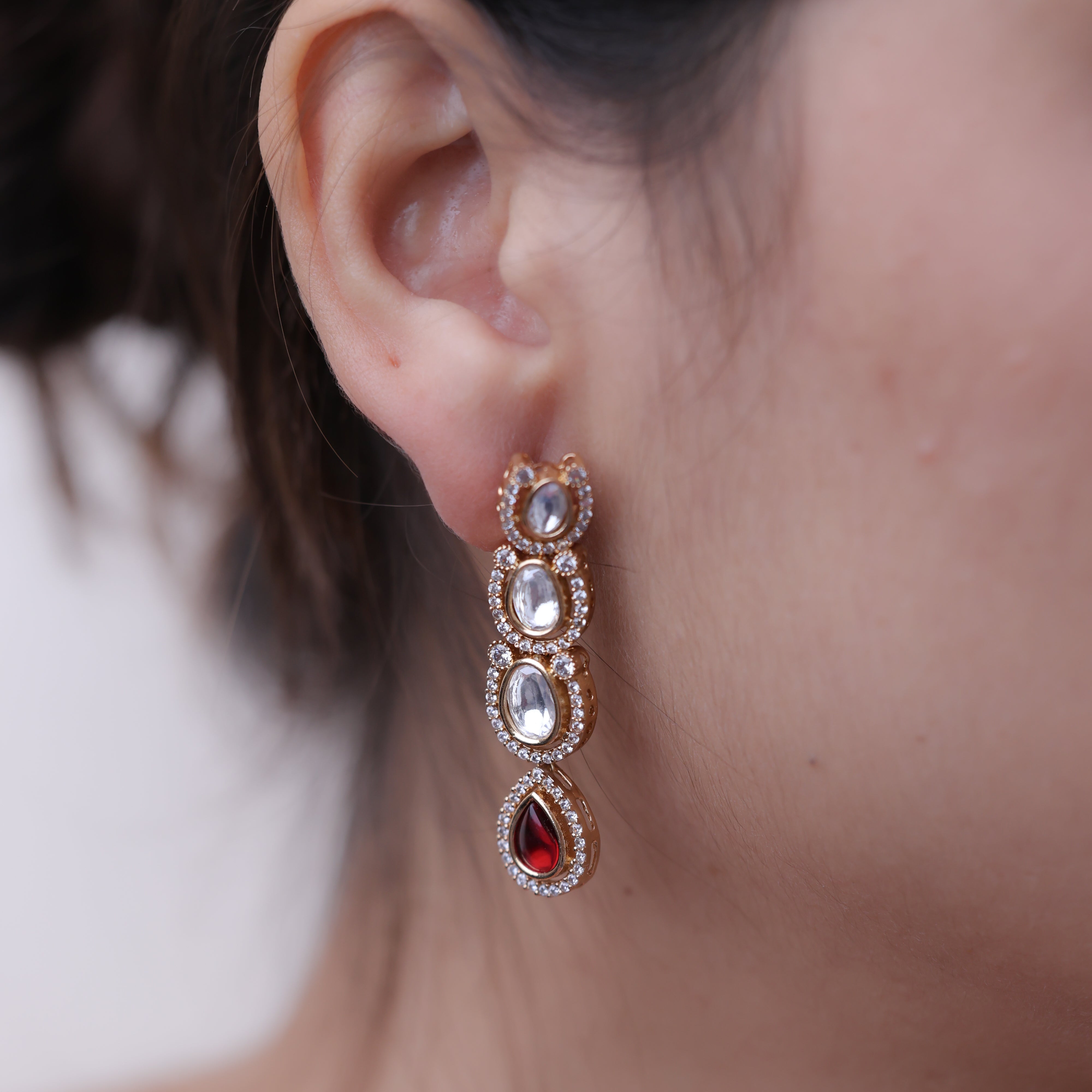 Anokhi Long Caterpillar Kundan Earrings