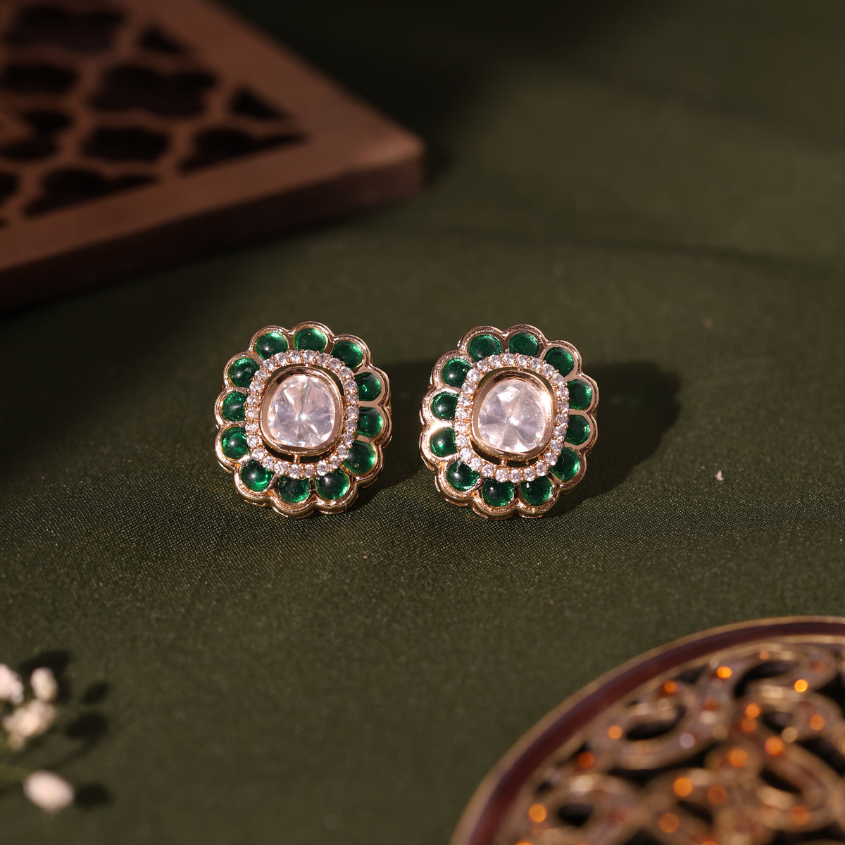 Anokhi Kundan Meenakari delicate studs