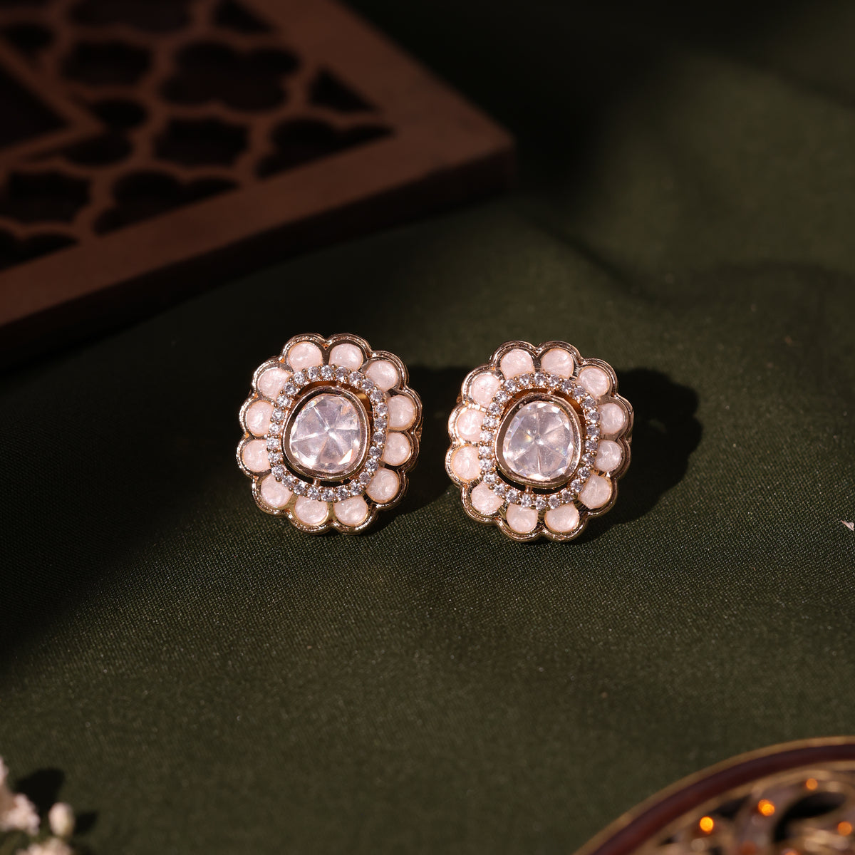 Anokhi Kundan Meenakari delicate studs