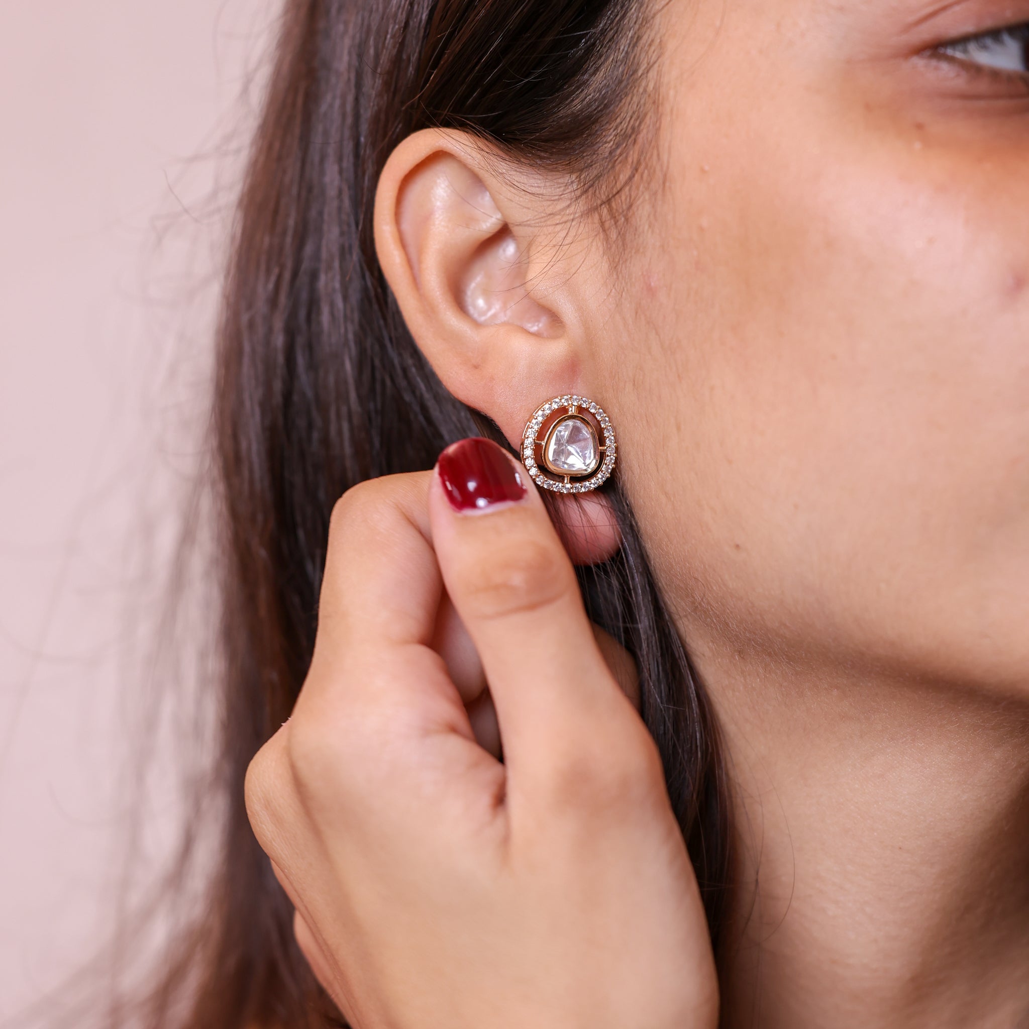 Anokhi Crystal round Kundan Studs