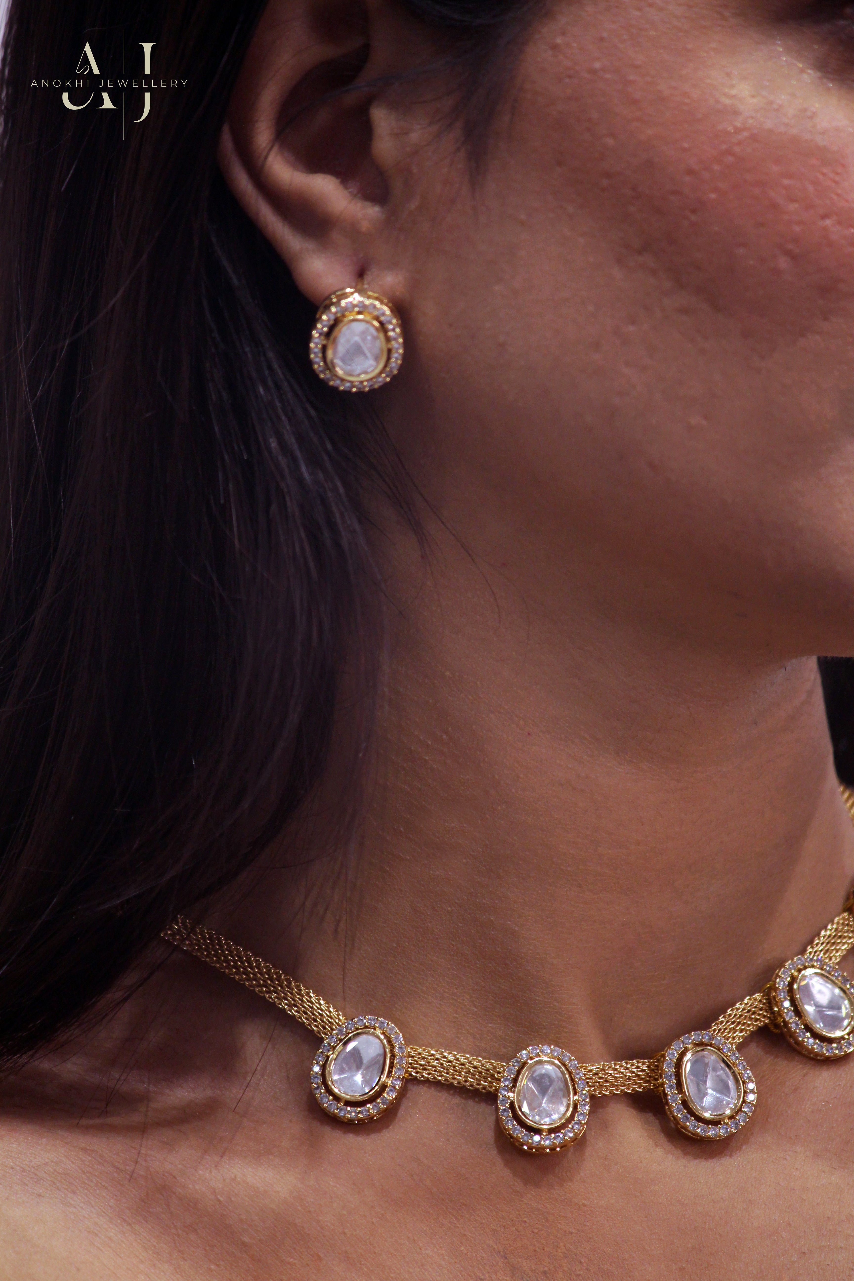 Anokhi Mesh Oval kundan Necklace