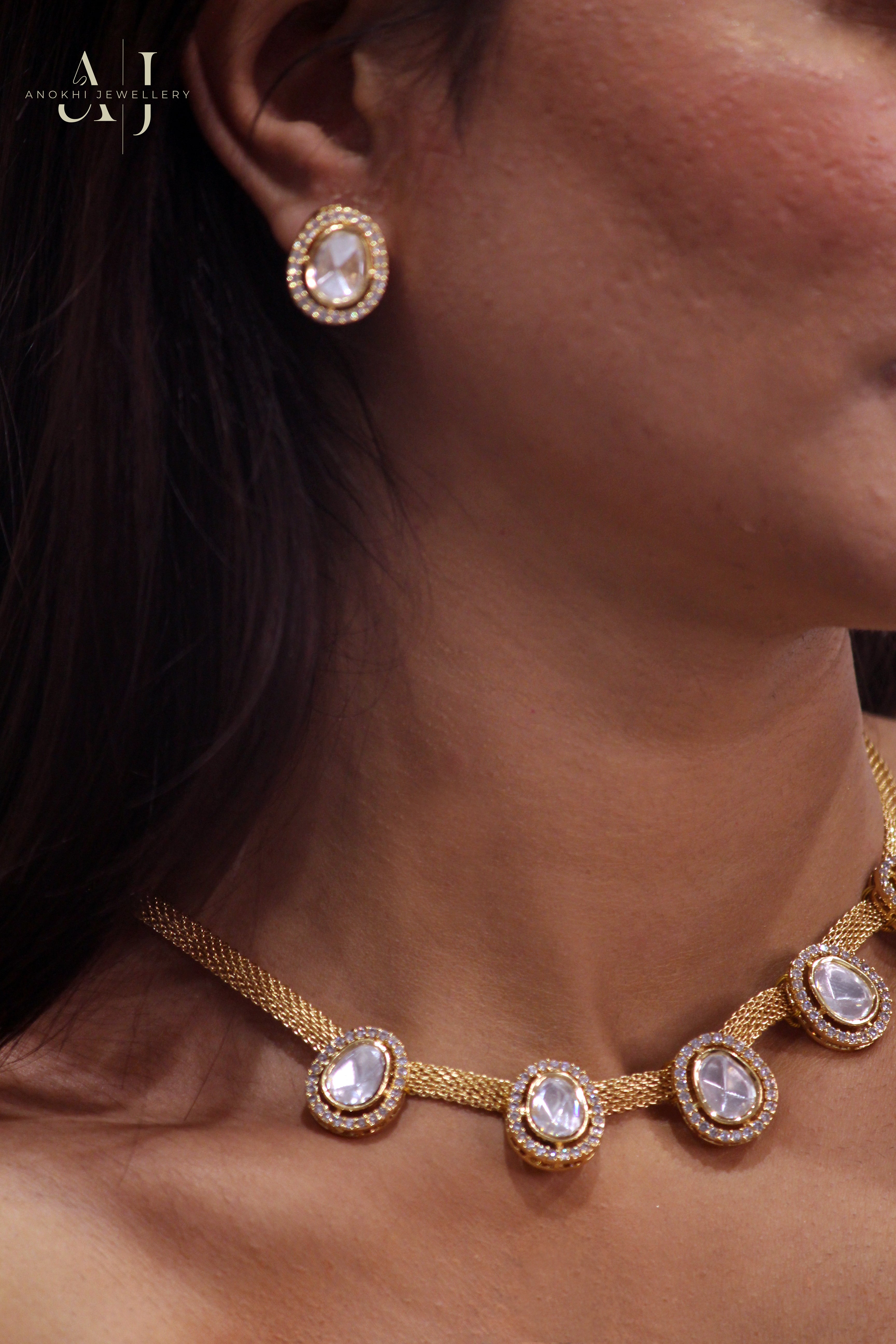 Anokhi Mesh Oval kundan Necklace