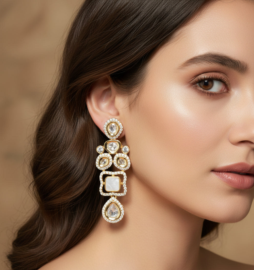 Anokhi Mother of Pearl Kundan Earrings