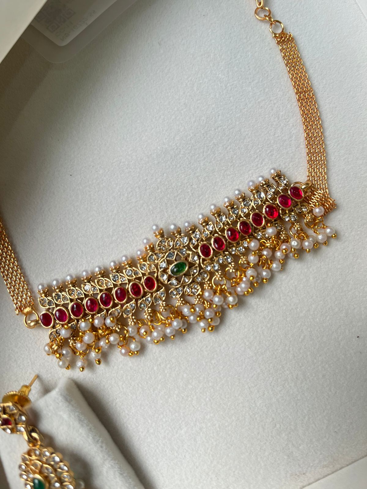 Regal Pearl Cascade Choker Set