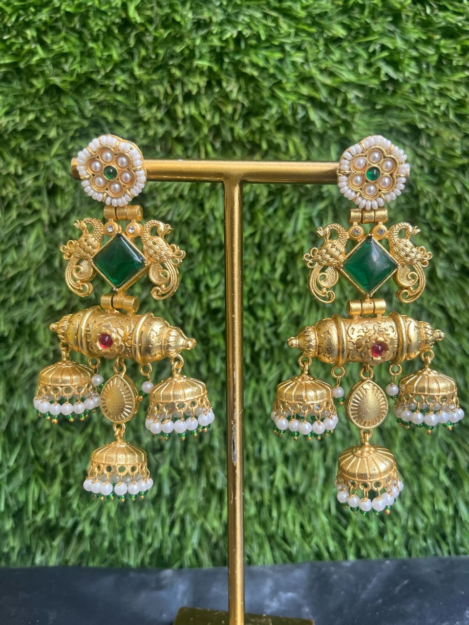 Heritage Peacock Jhumka Earrings