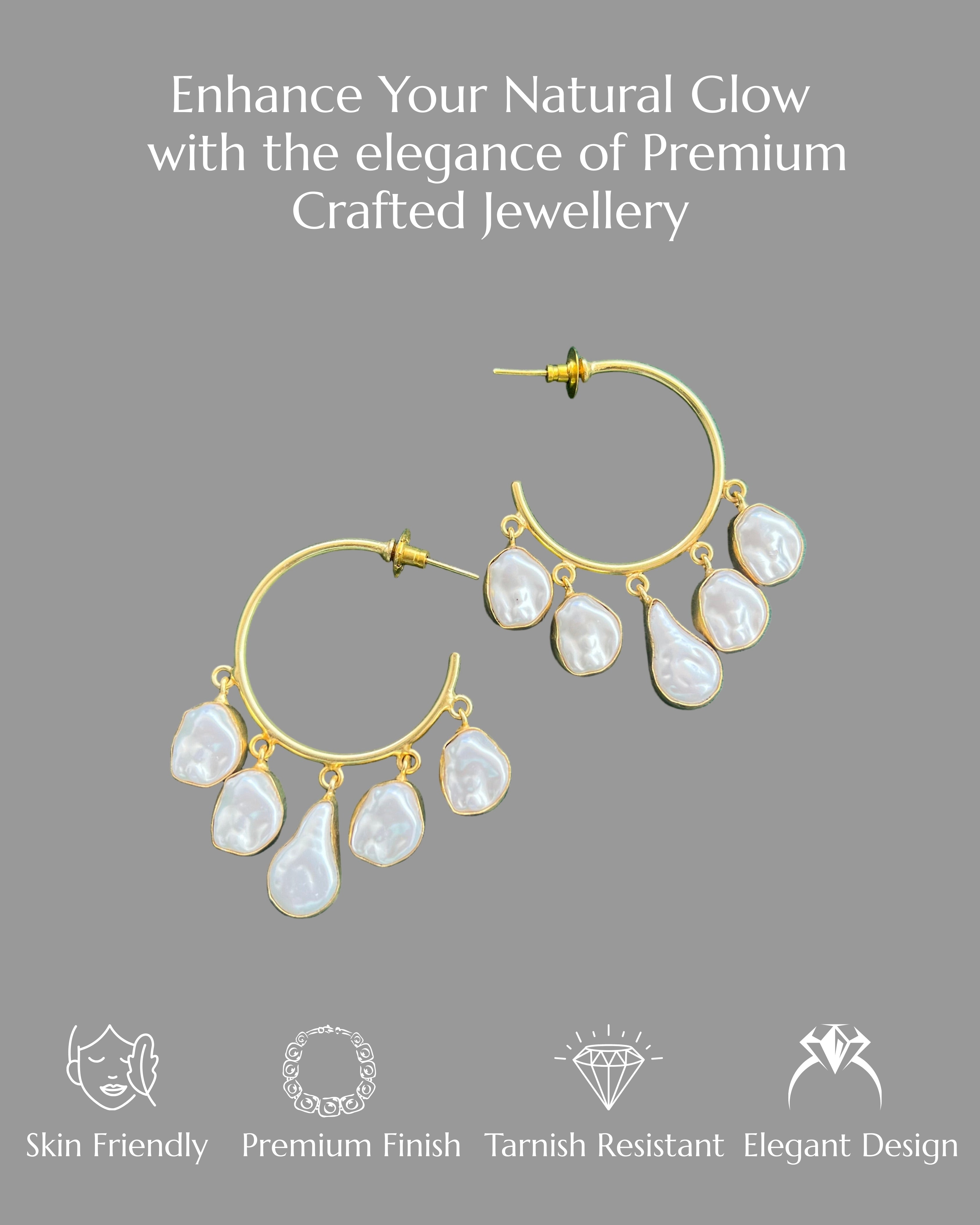 Anokhi Baroque Pearl Hanging Statement Hoops Earrings