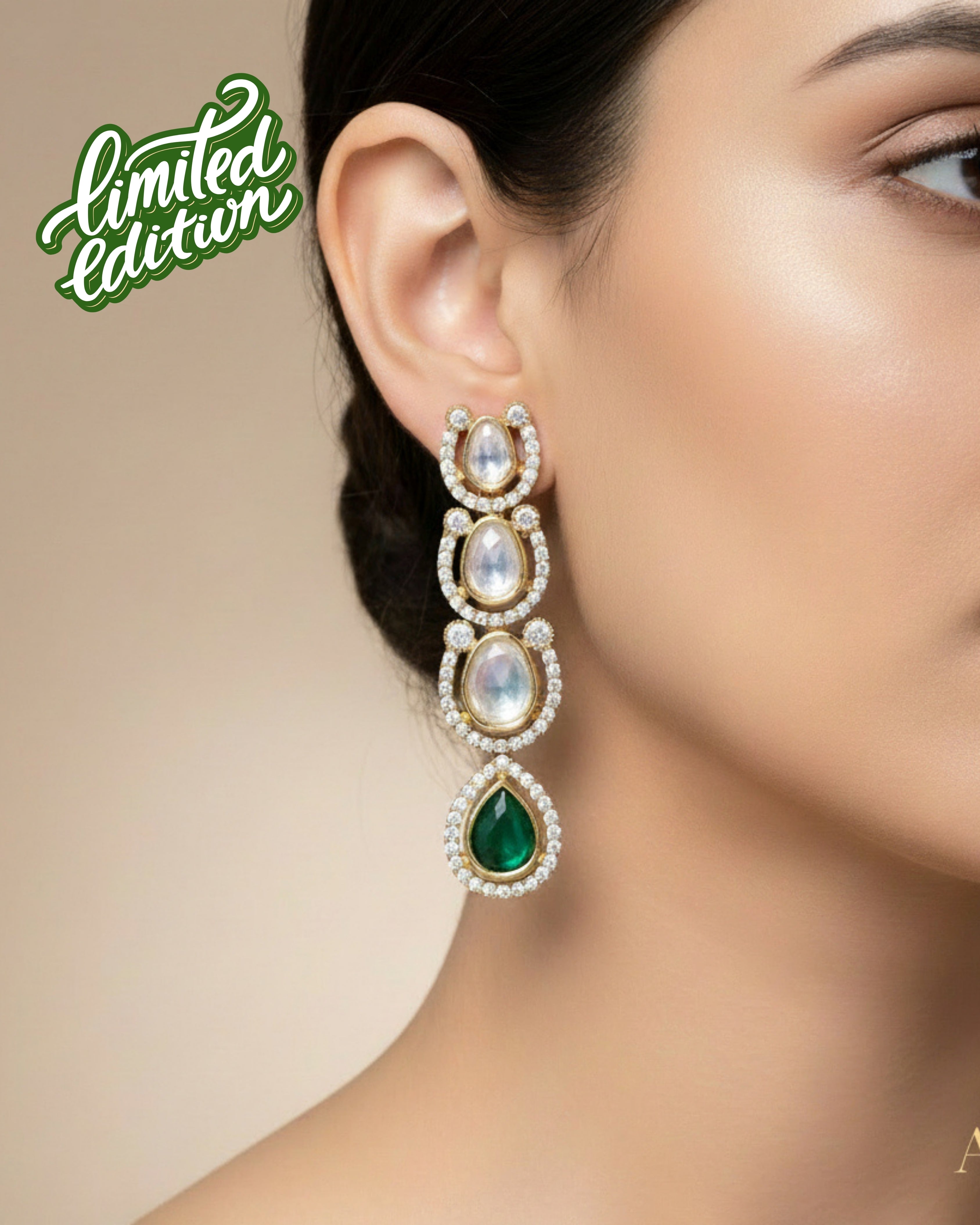 Anokhi Long Caterpillar Kundan Earrings