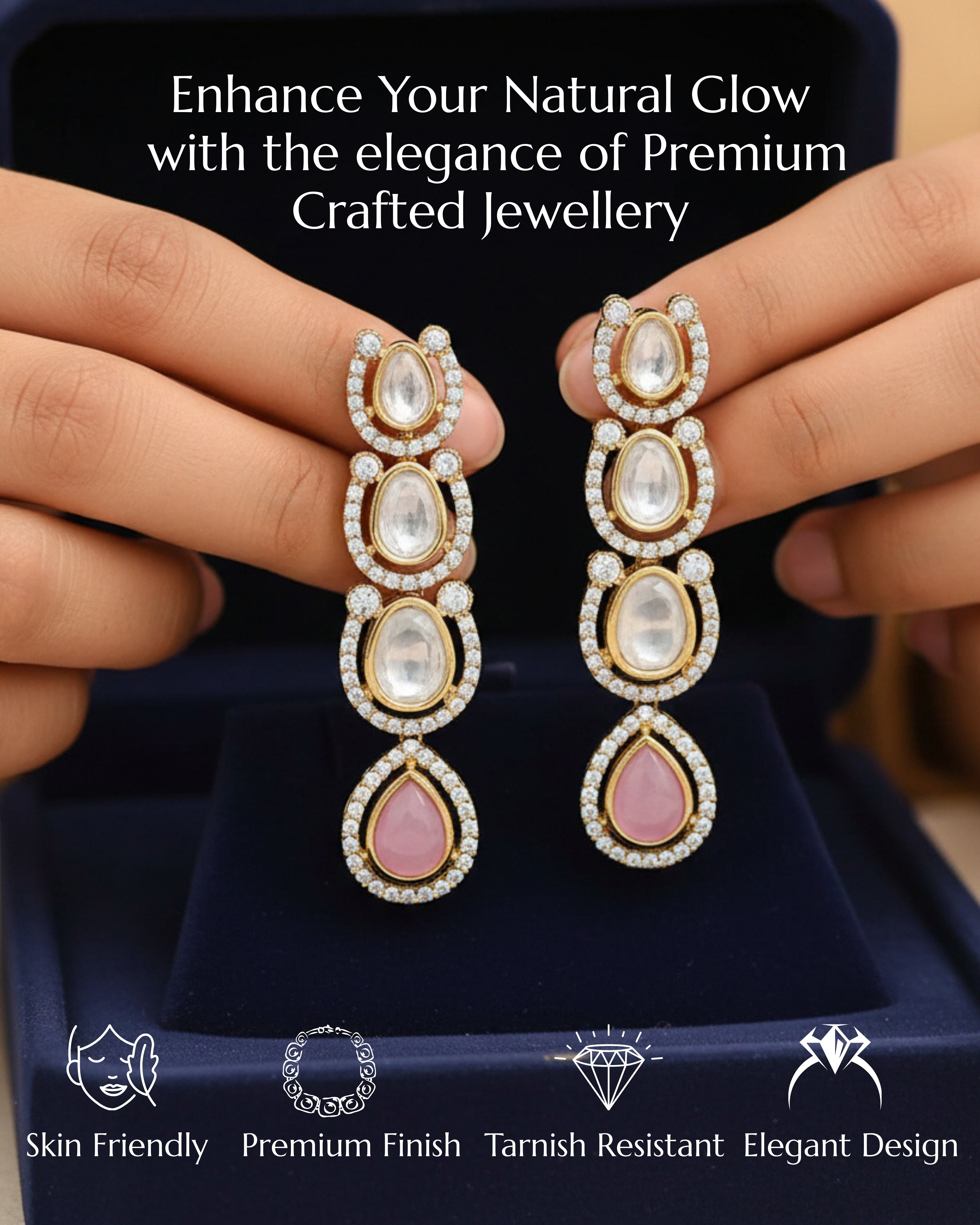 Anokhi Long Caterpillar Kundan Earrings