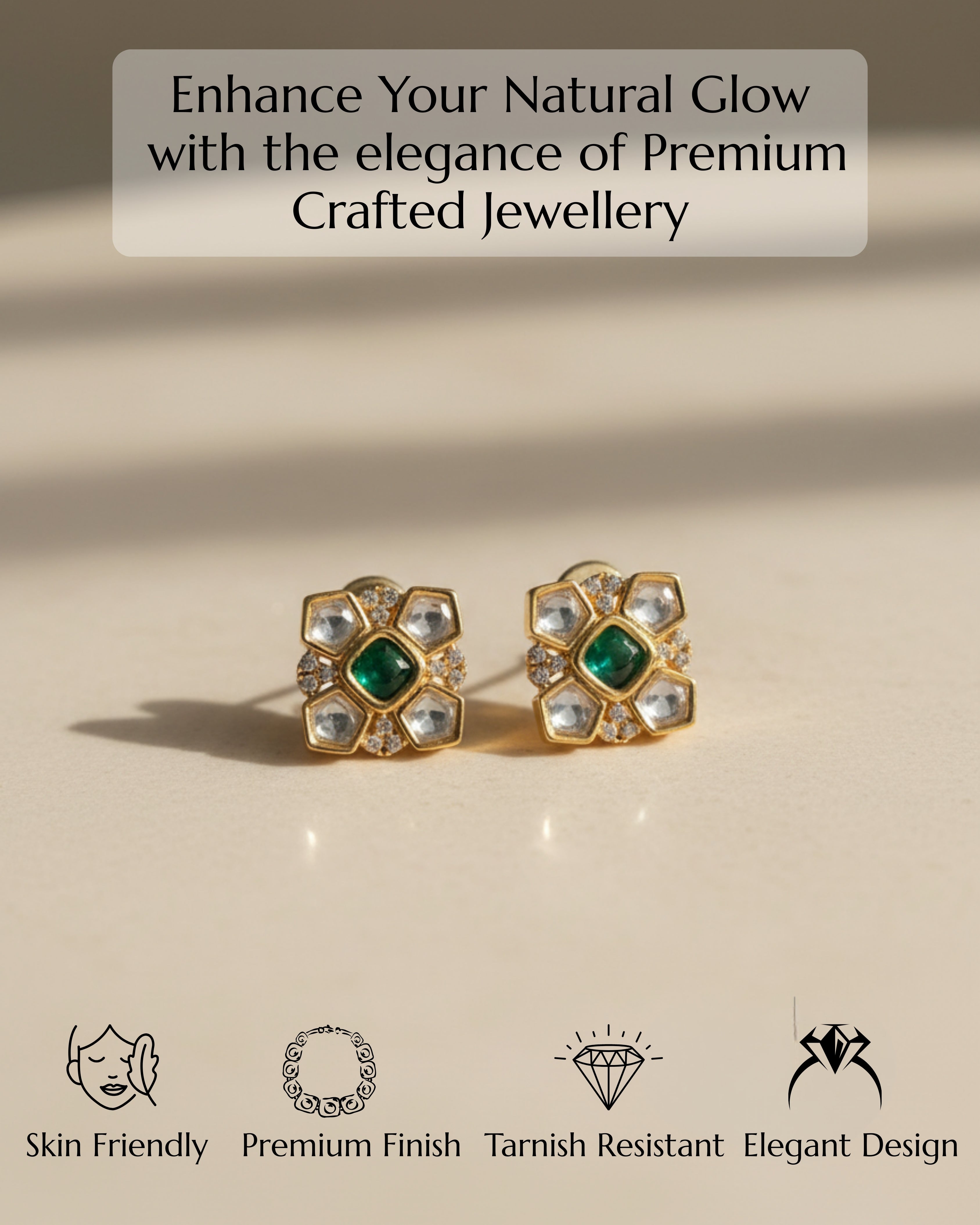 Anokhi Emerald Kundan studs