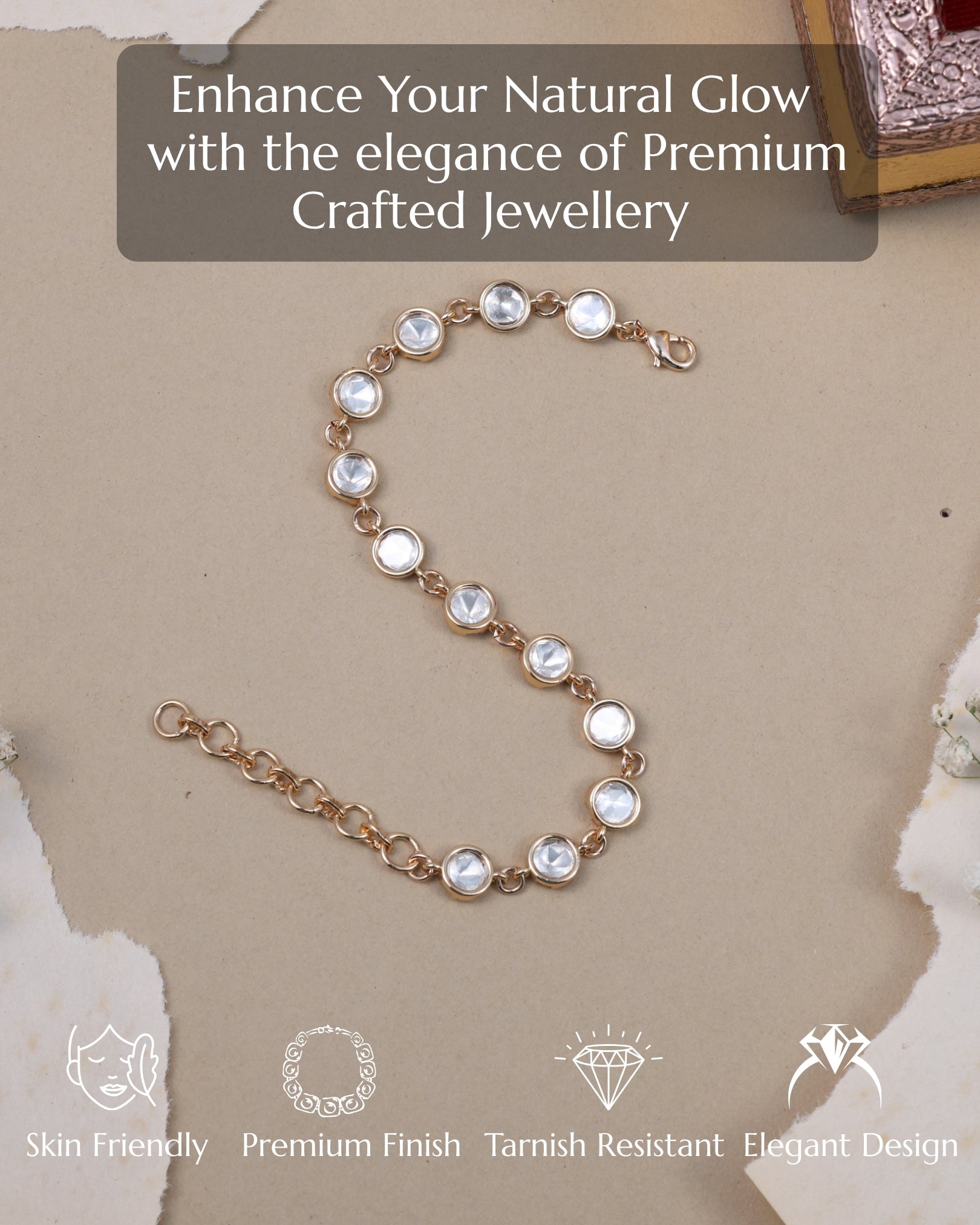 Anokhi Crystal Kundan Link Bracelet