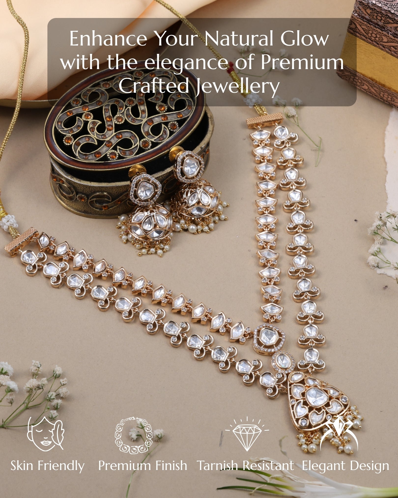 Anokhi Bridal Kundan Jhumki Necklace Set