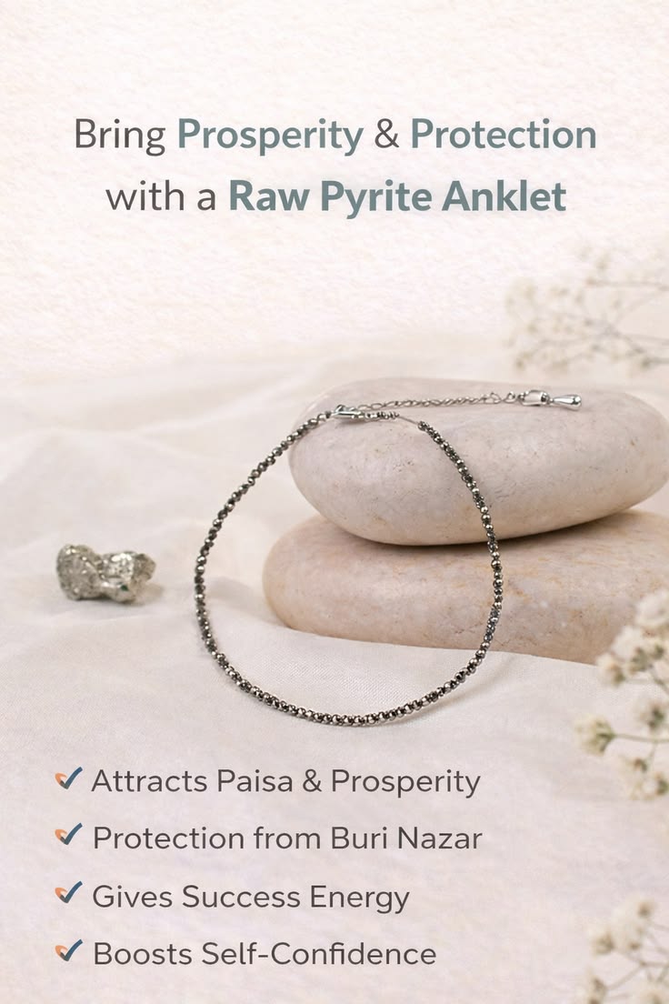 Natural Pyrite Stone Anklet Certified