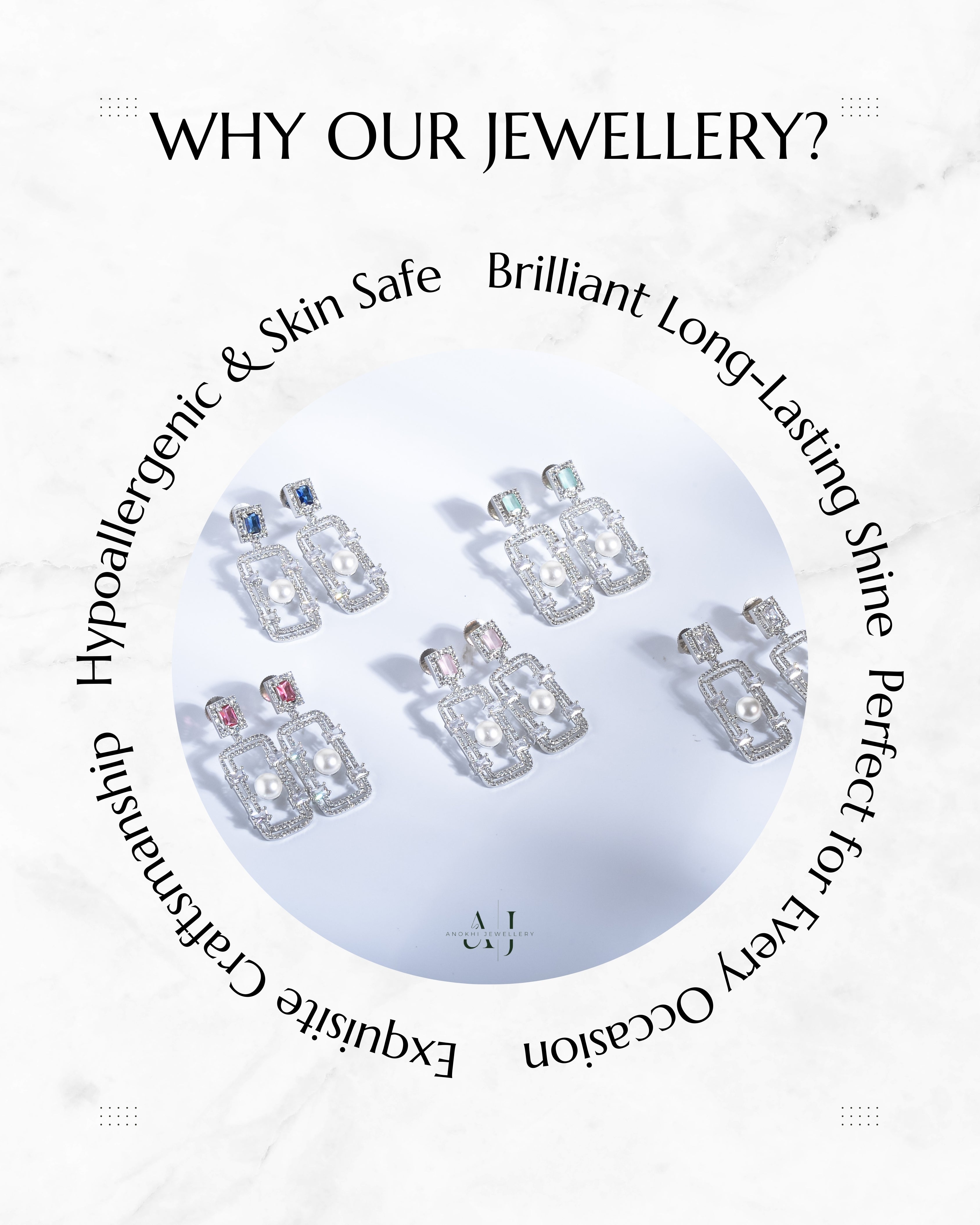 Anokhi Classic Pearl American Diamond Earrings