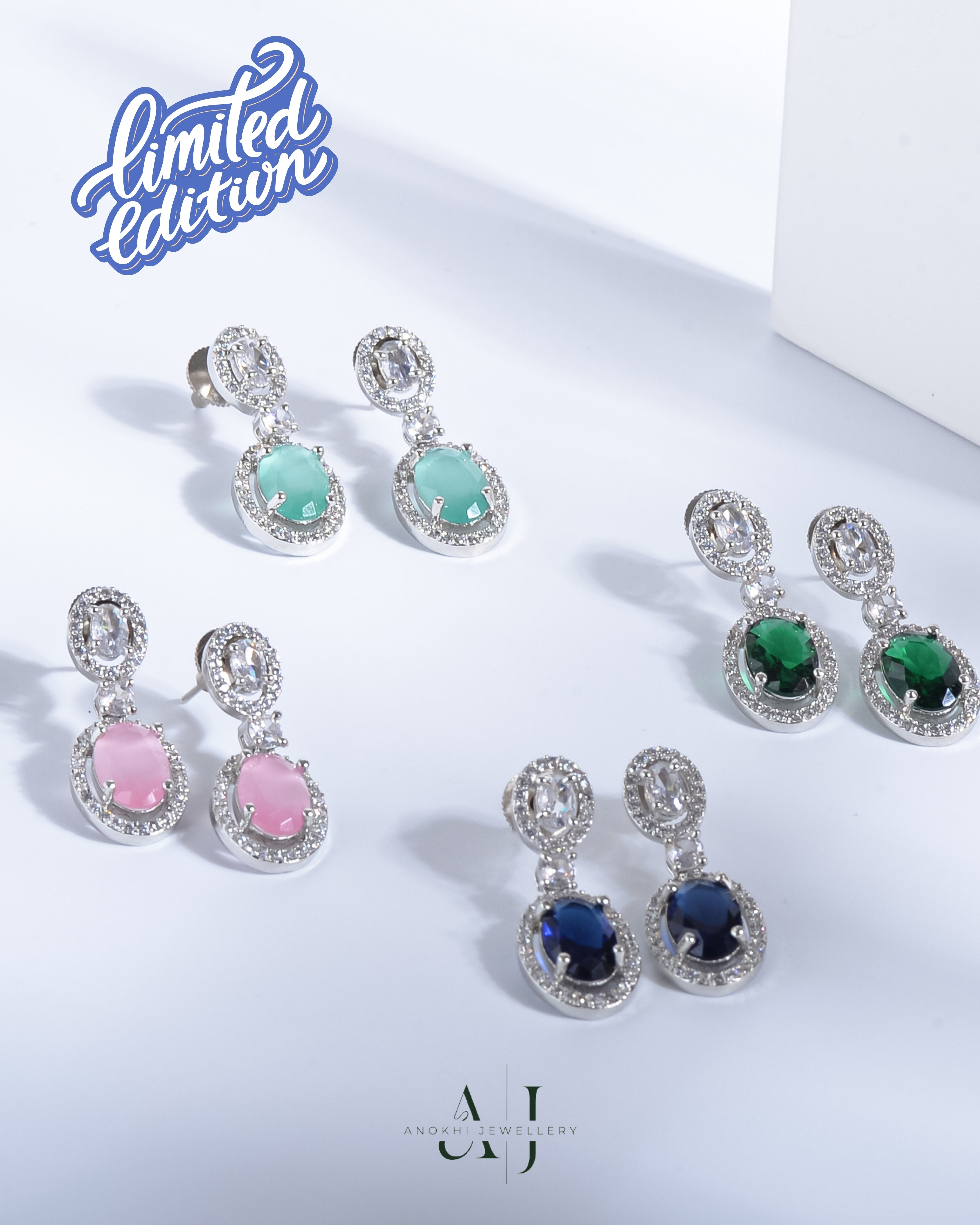 Anokhi Majestic Oval American Diamond Earrings