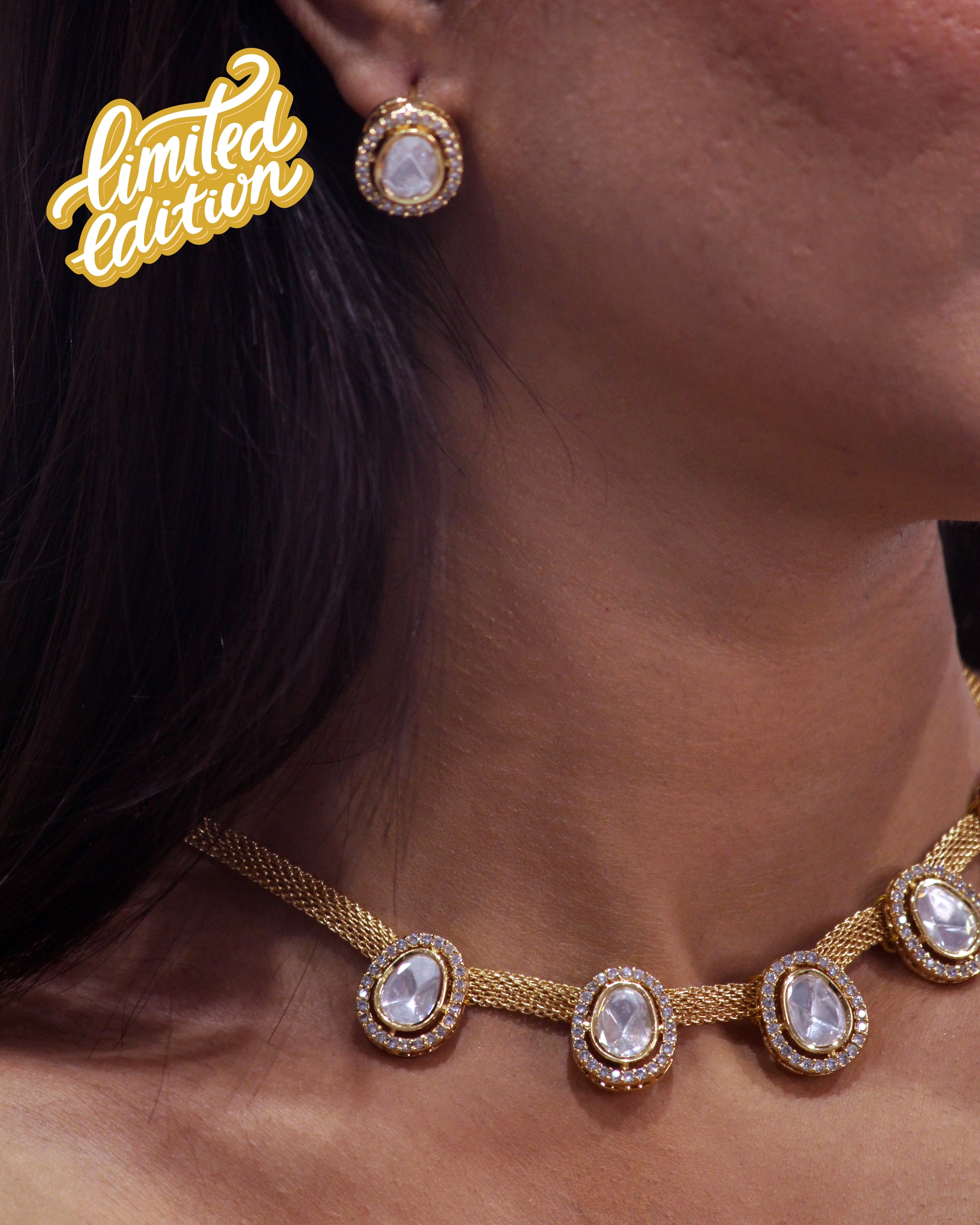 Anokhi Mesh Oval kundan Necklace