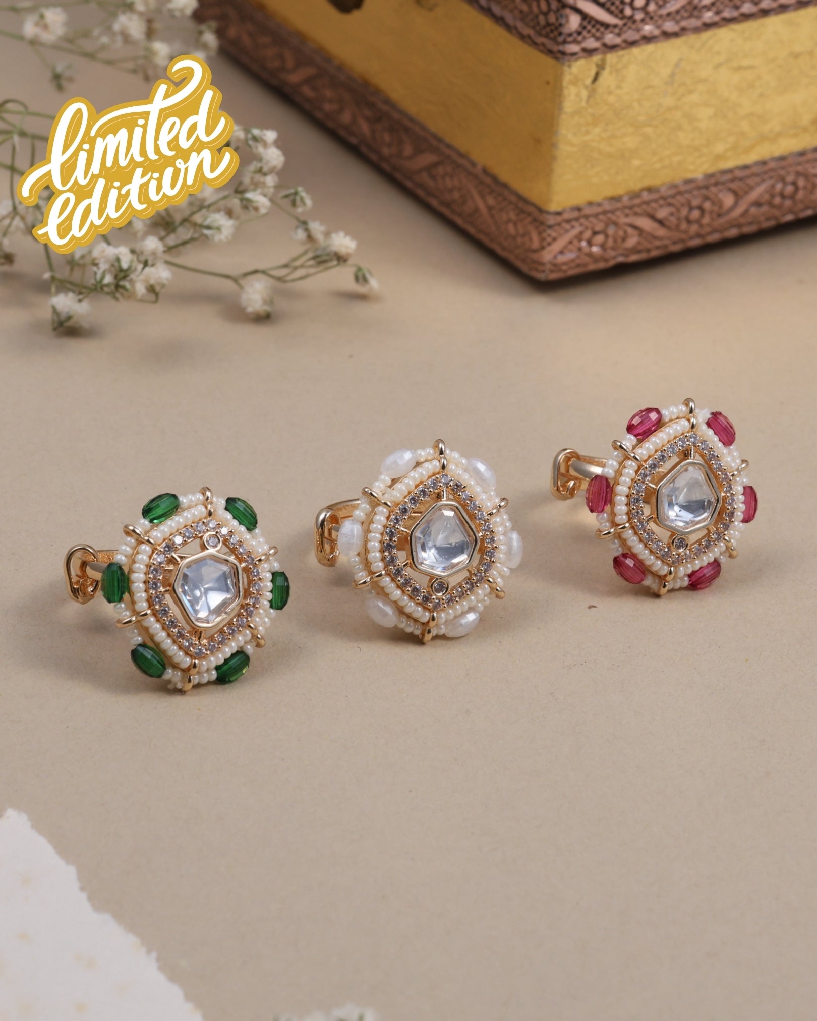 Anokhi Regal Pearl Trinity Rings