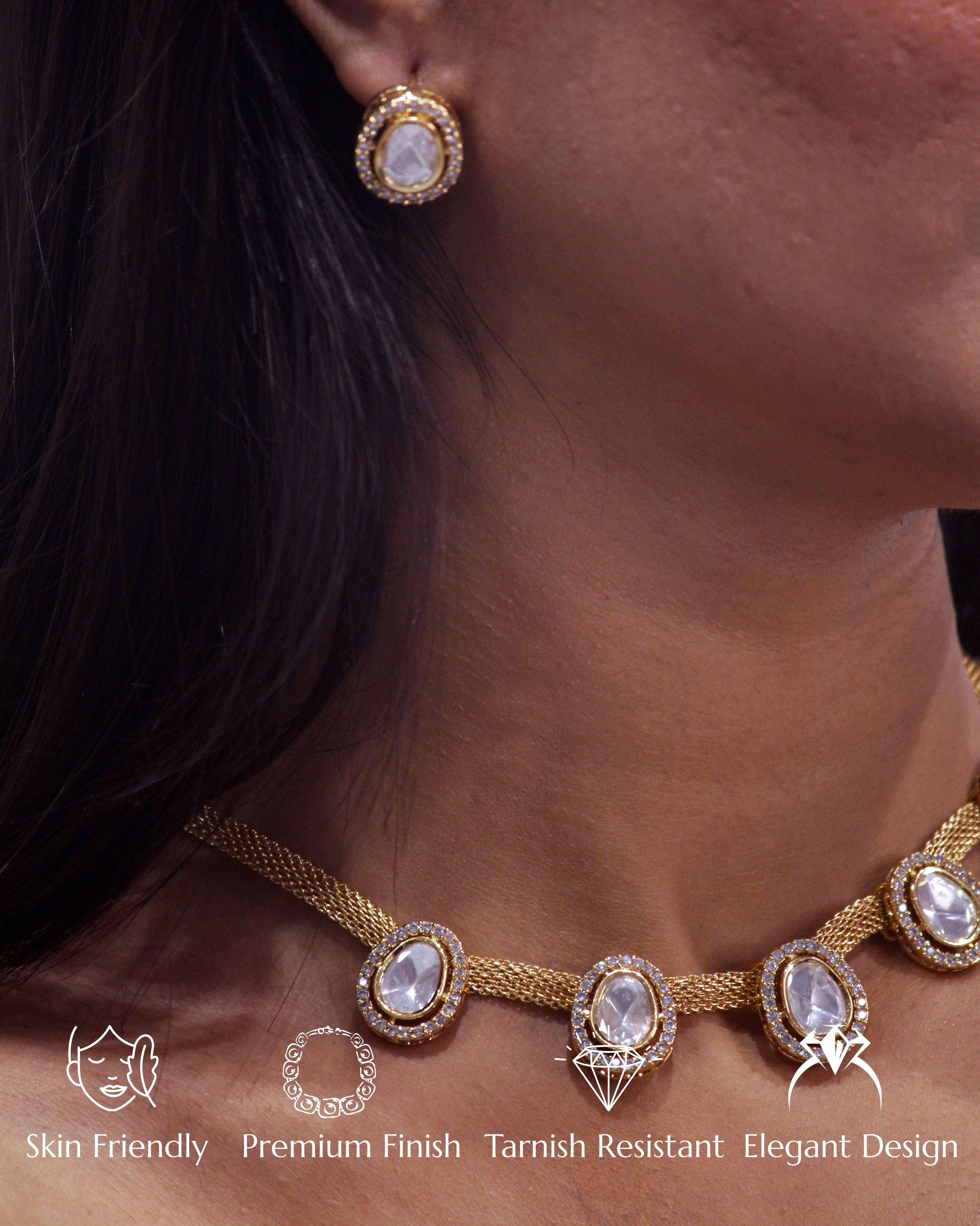 Anokhi Mesh Oval kundan Necklace