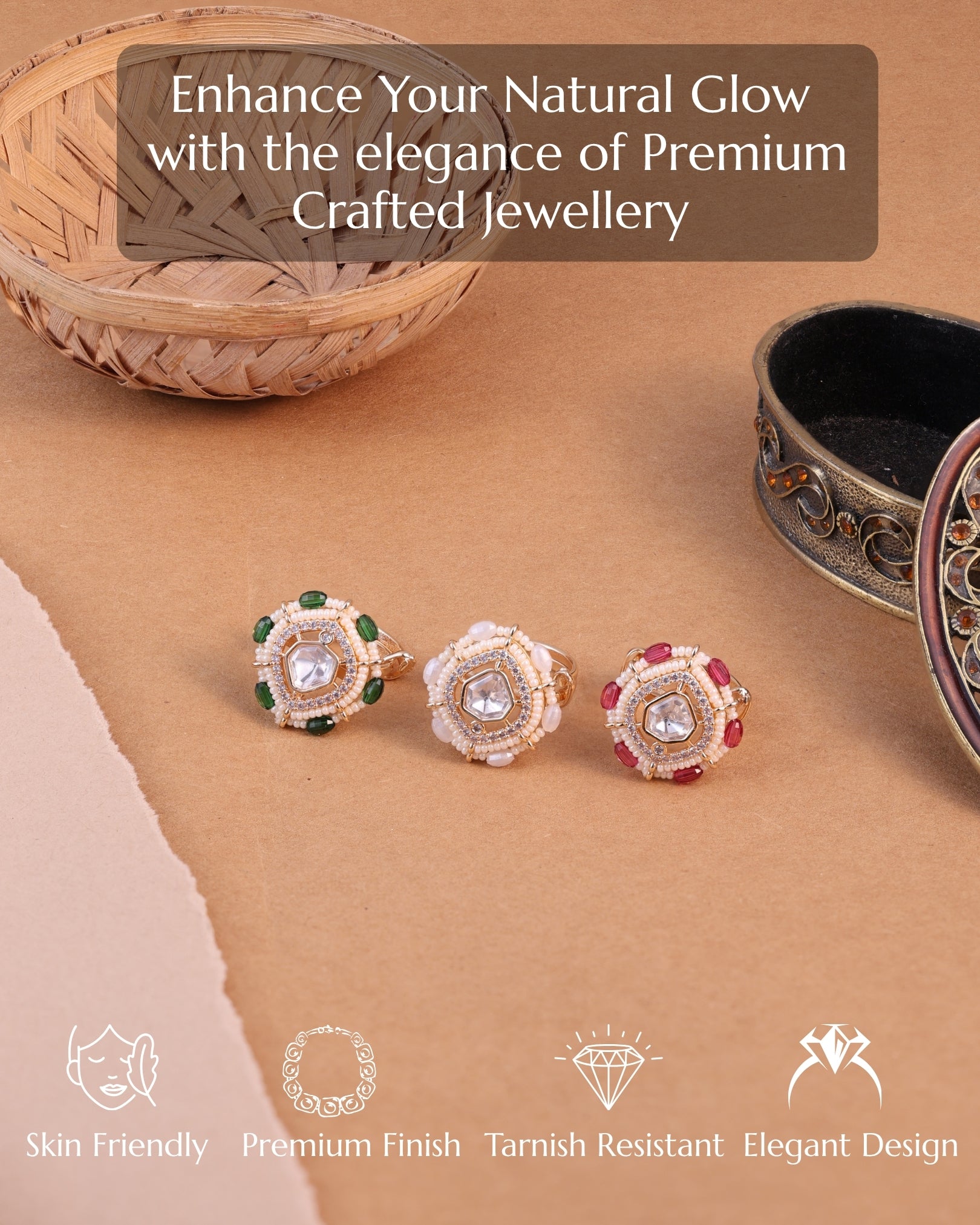 Anokhi Regal Pearl Trinity Rings